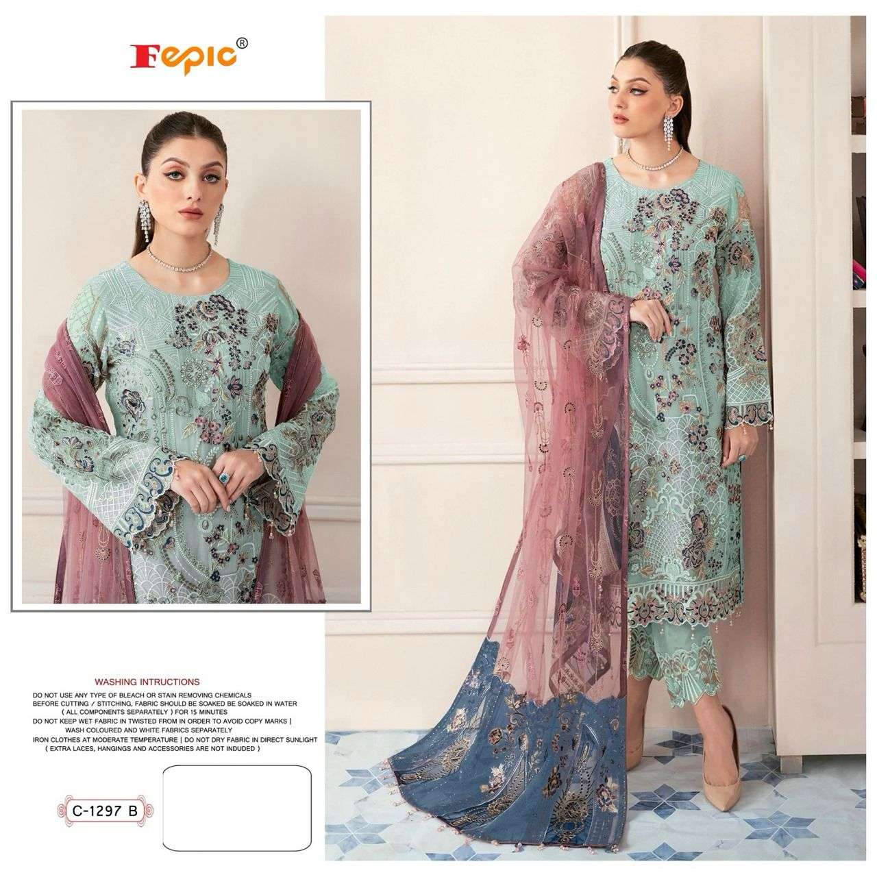 FEPIC ROSEMEEN C 1297 GEORGETTE HEAVY EMBROIDERED SUIT