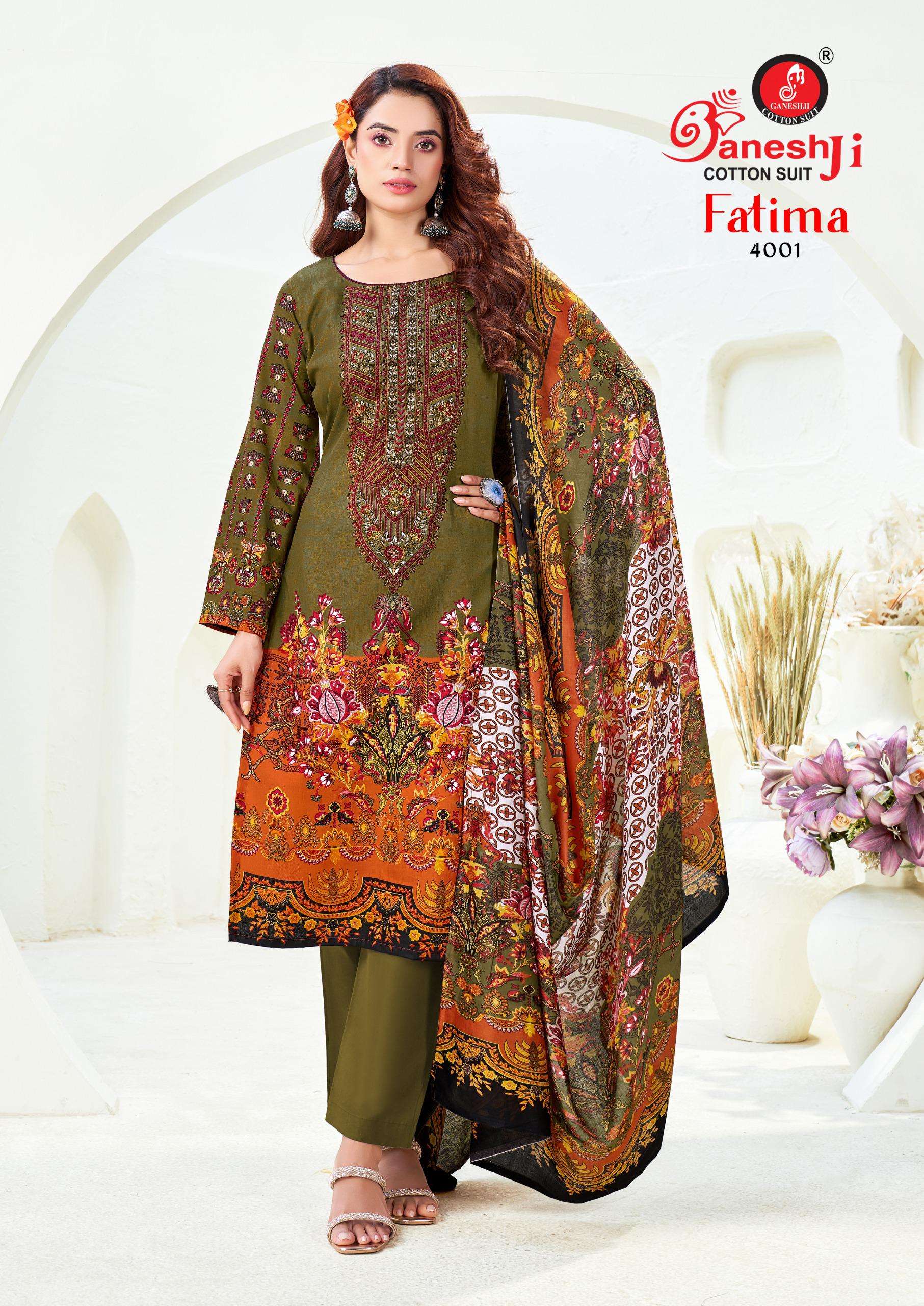 GANESHJI COTTON SUIT FATIMA VOL 4 COTTON DIGITAL PAKISTANI PRINT DRESS