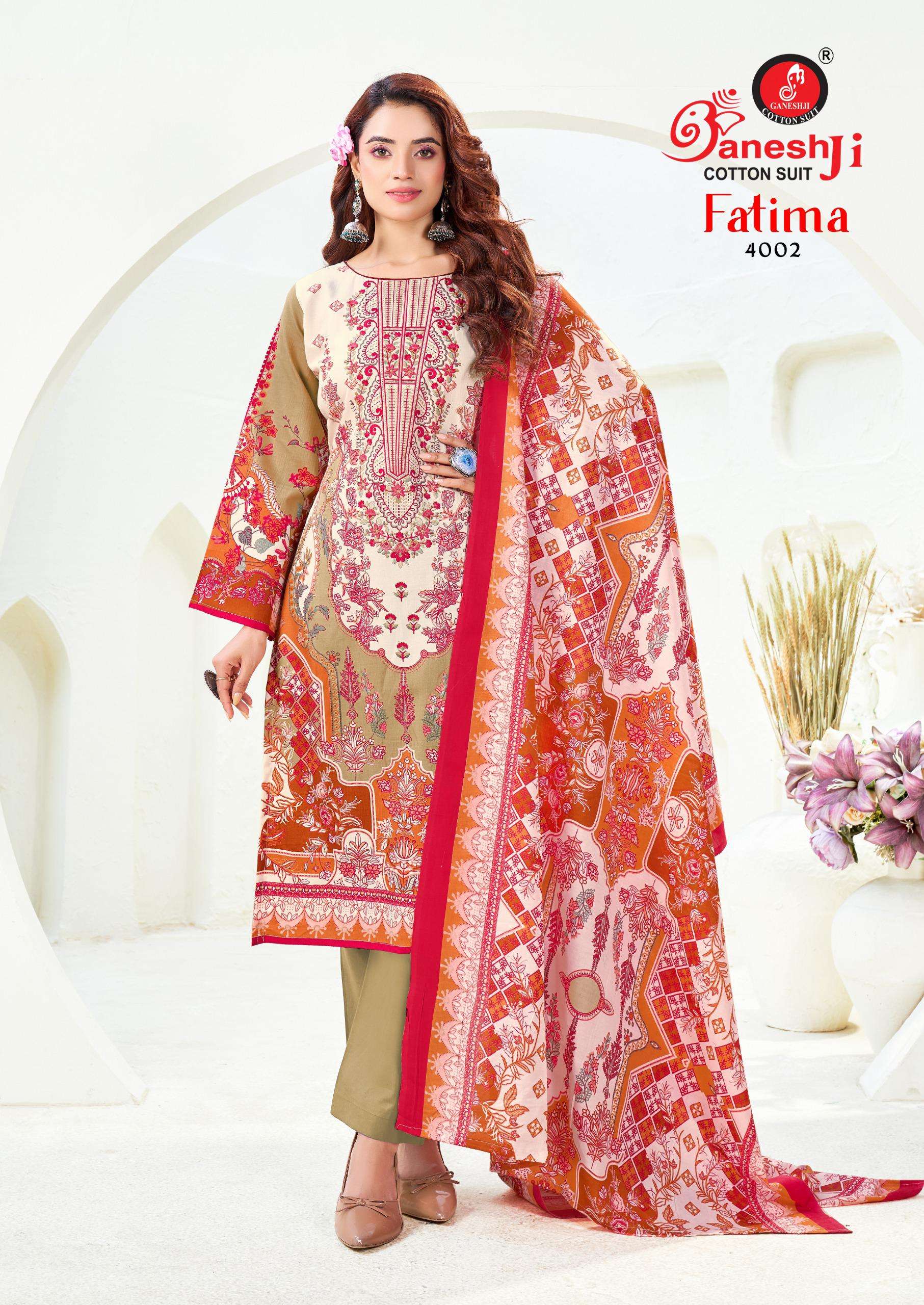 GANESHJI COTTON SUIT FATIMA VOL 4 COTTON DIGITAL PAKISTANI PRINT DRESS