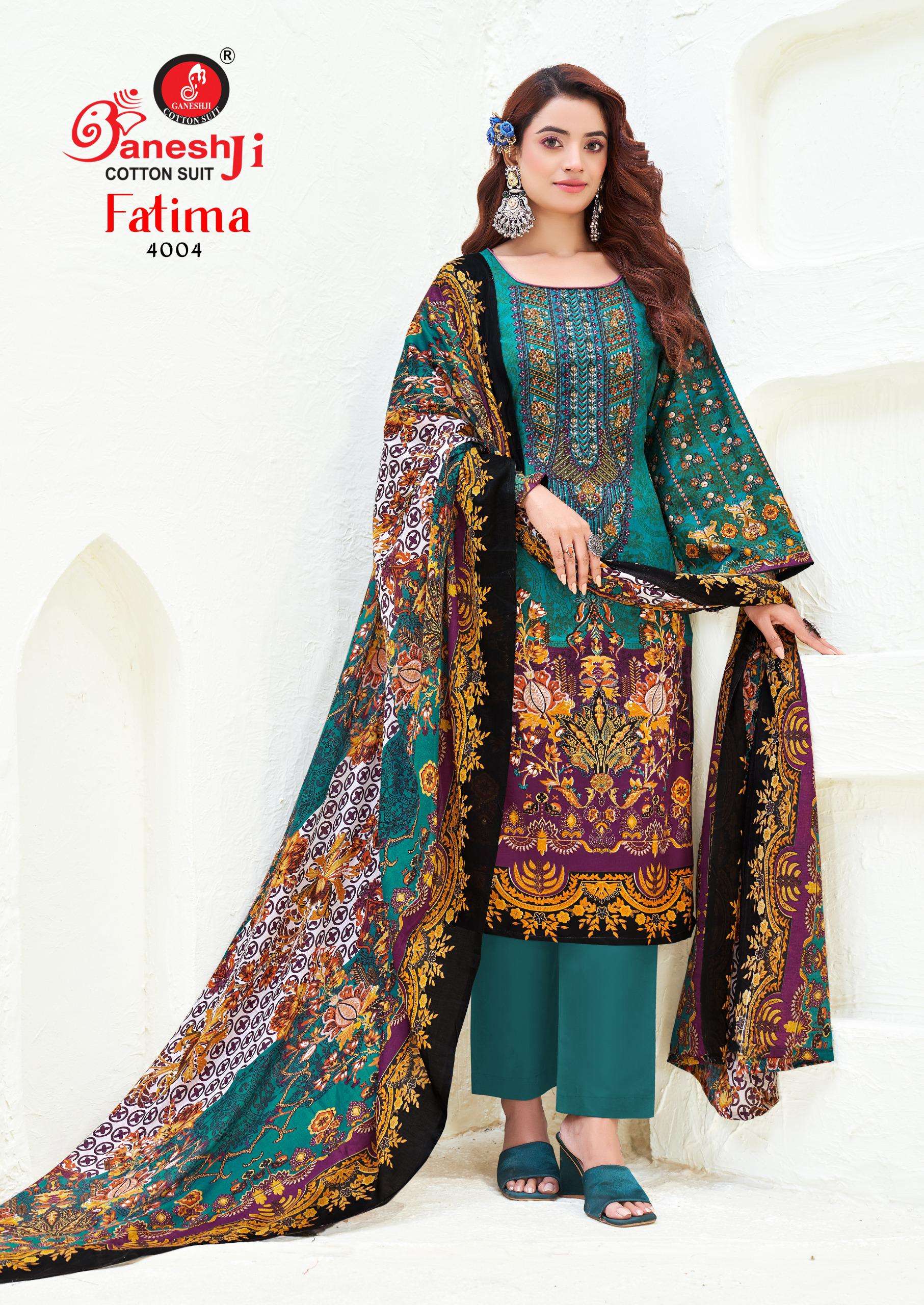GANESHJI COTTON SUIT FATIMA VOL 4 COTTON DIGITAL PAKISTANI PRINT DRESS