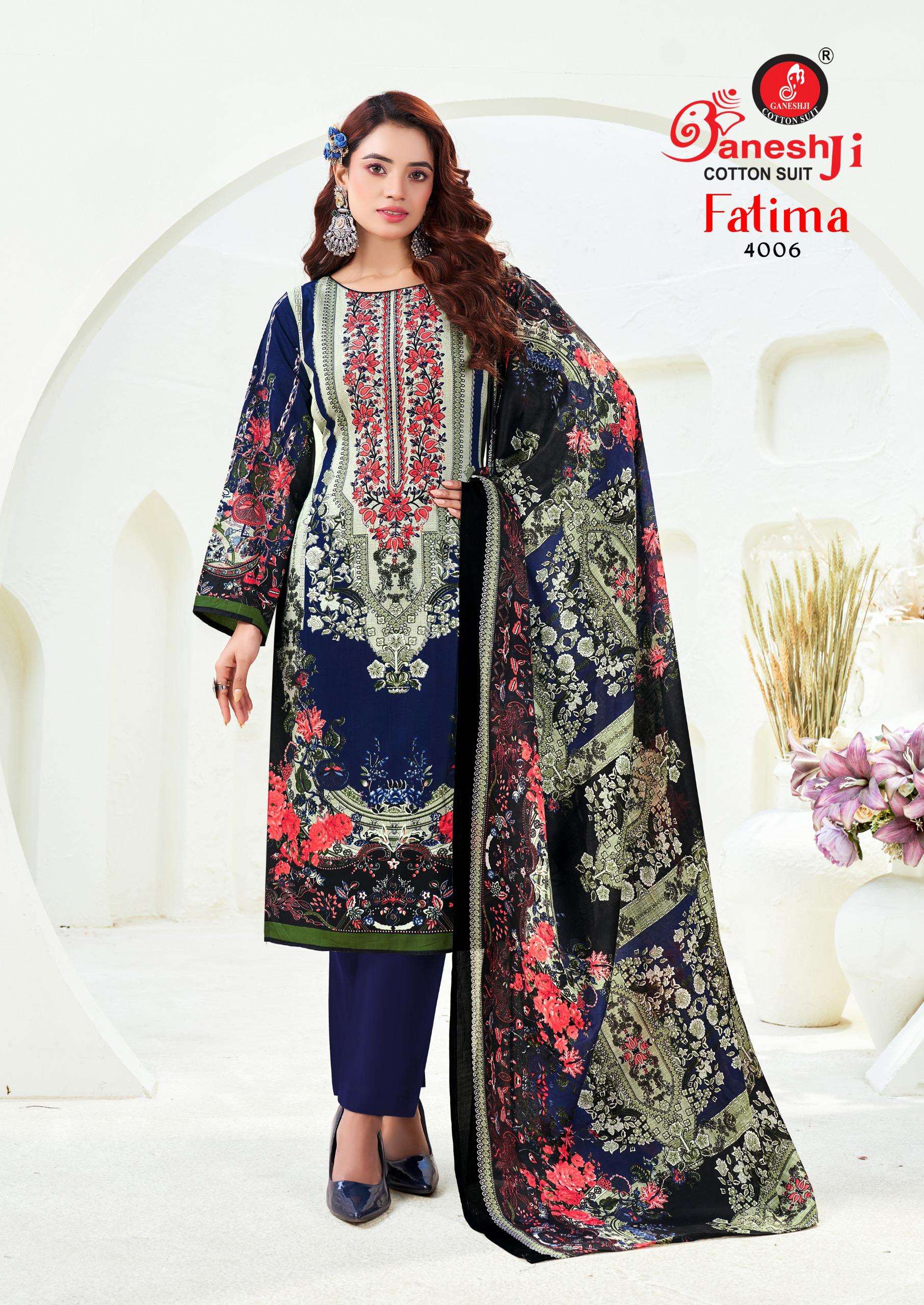 GANESHJI COTTON SUIT FATIMA VOL 4 COTTON DIGITAL PAKISTANI PRINT DRESS