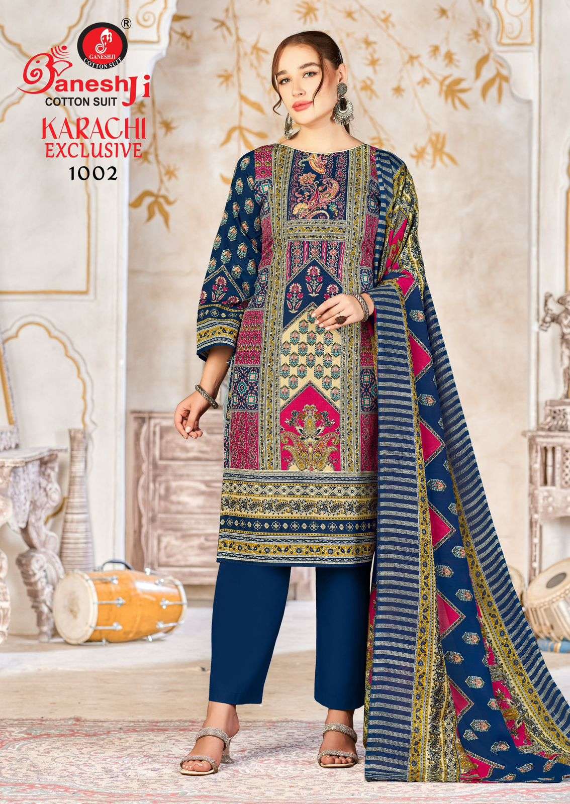 GANESHJI COTTON SUIT KARACHI EXCLUSIVE VOL 1 COTTON DIGITAL PRINT DRESS 