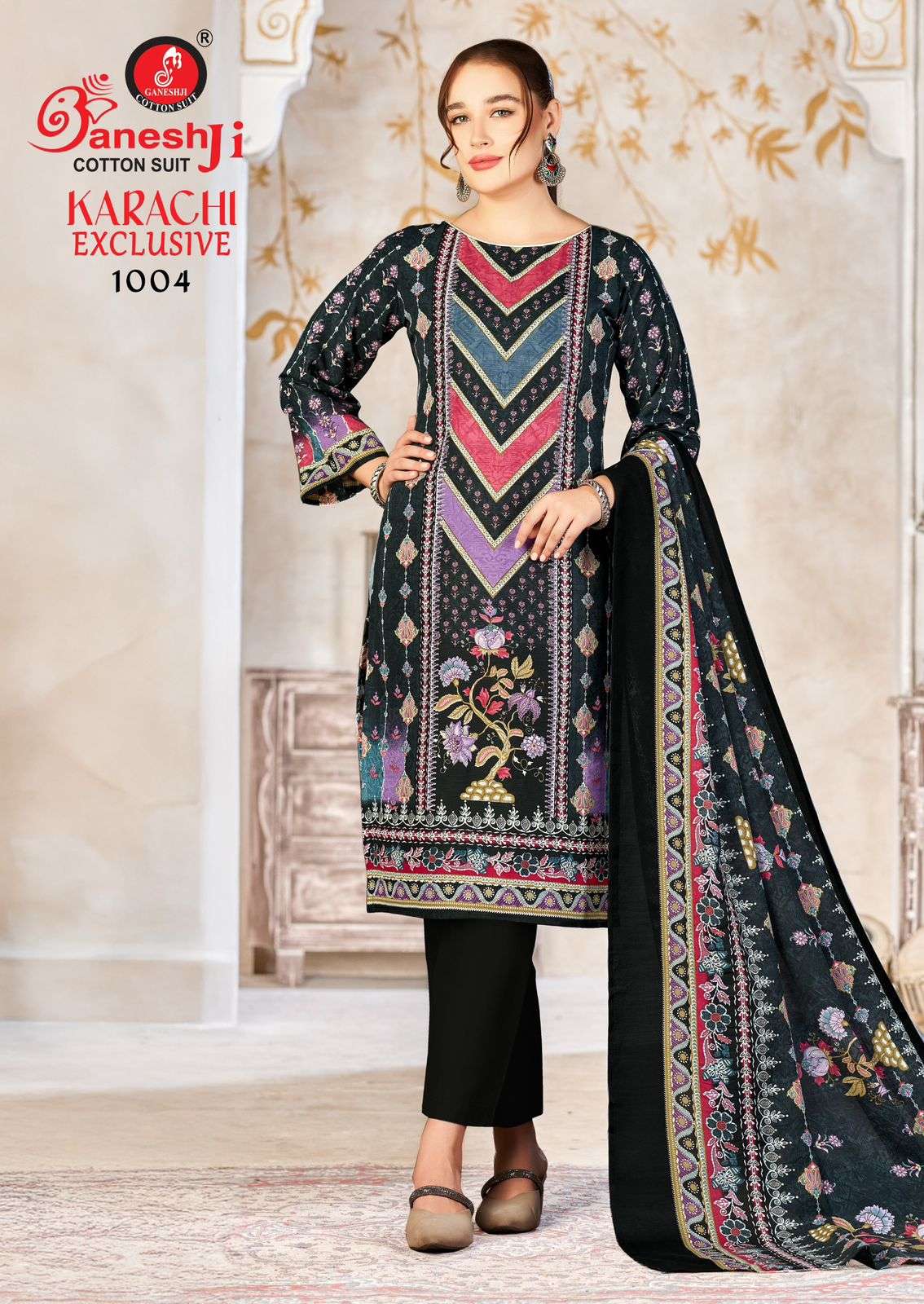 GANESHJI COTTON SUIT KARACHI EXCLUSIVE VOL 1 COTTON DIGITAL PRINT DRESS 