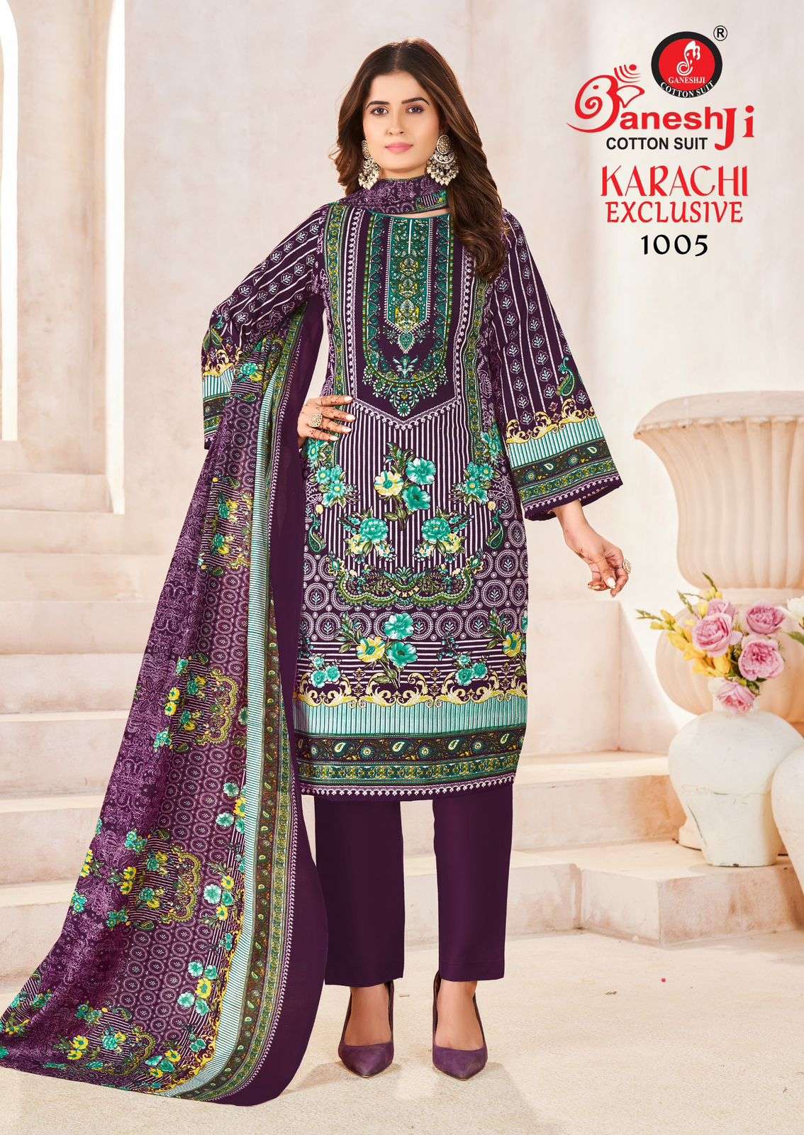 GANESHJI COTTON SUIT KARACHI EXCLUSIVE VOL 1 COTTON DIGITAL PRINT DRESS 