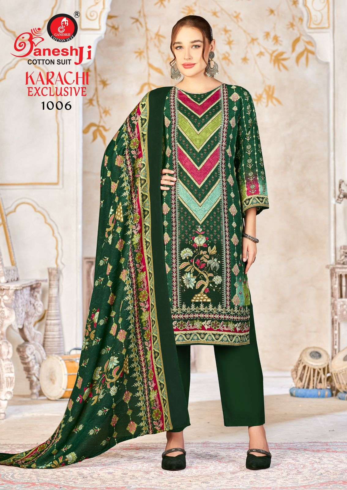 GANESHJI COTTON SUIT KARACHI EXCLUSIVE VOL 1 COTTON DIGITAL PRINT DRESS 