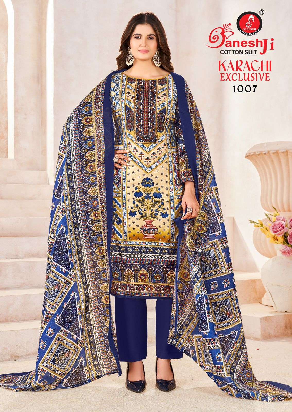 GANESHJI COTTON SUIT KARACHI EXCLUSIVE VOL 1 COTTON DIGITAL PRINT DRESS 