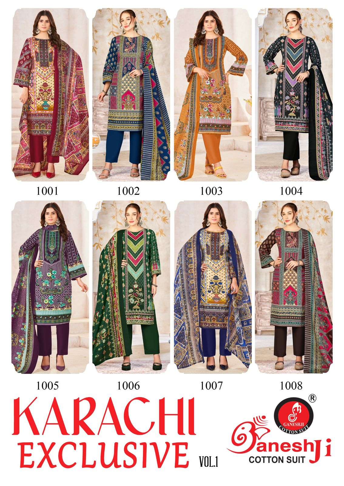 GANESHJI COTTON SUIT KARACHI EXCLUSIVE VOL 1 COTTON DIGITAL PRINT DRESS 