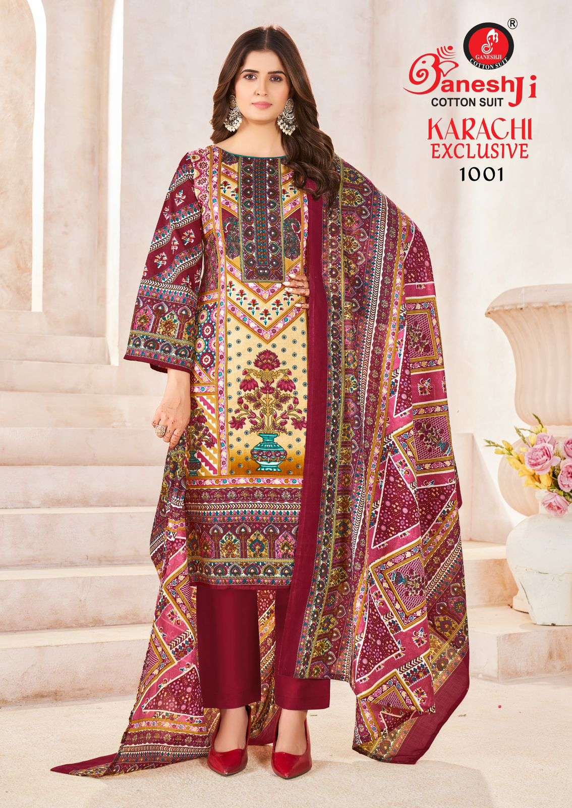 GANESHJI COTTON SUIT KARACHI EXCLUSIVE VOL 1 COTTON DIGITAL PRINT DRESS 