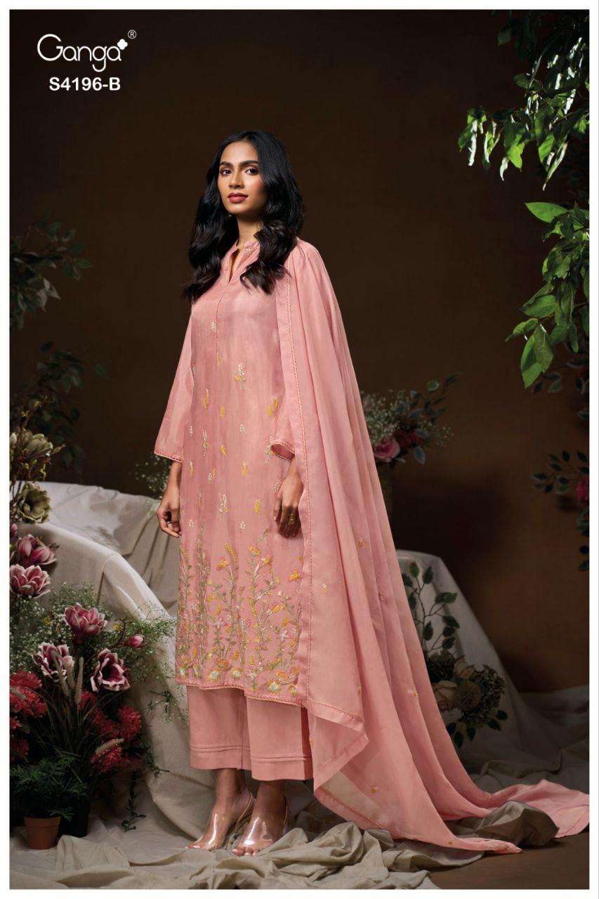 GANGA BIYONA 4196 SILK WITH EMBROIDERY DESIGNER WORK SUIT