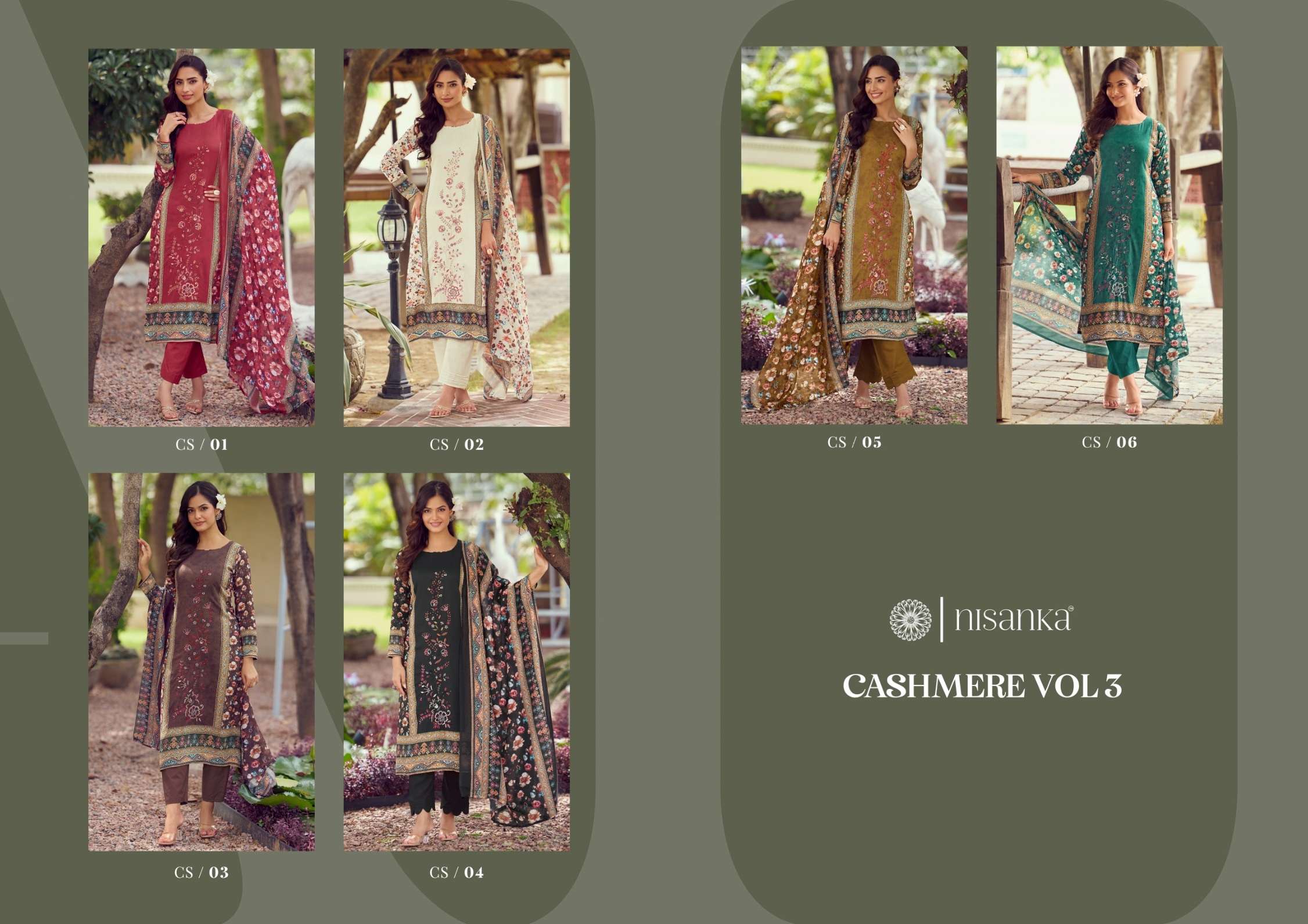 HERMITAGE CLOTHING CASHMERE VOL 3 LAWN COTTON PRINT WITH FANCY WORK SUIT