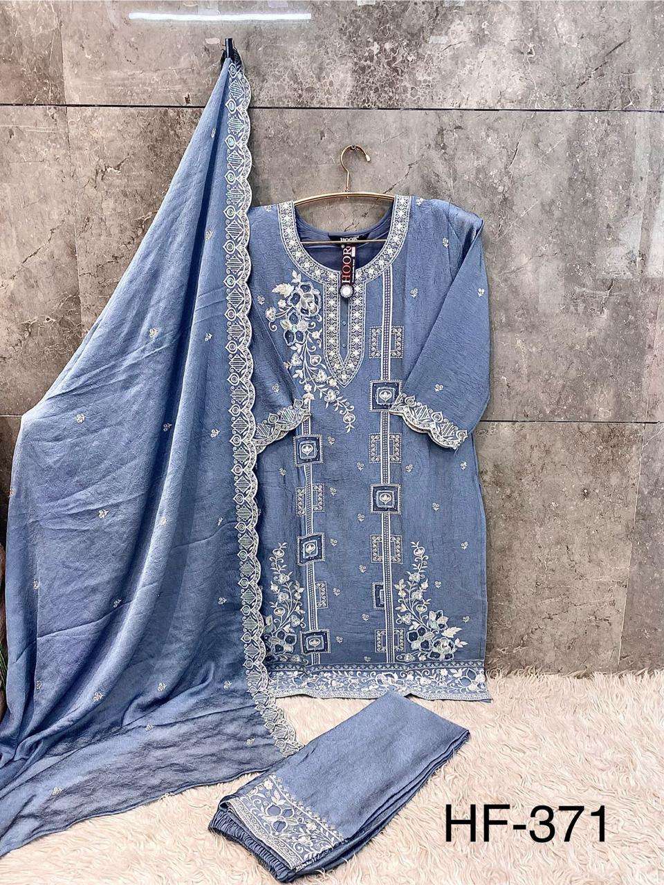 HOOR TEX DESIGN NO - 371 A-D HEAVY CHIFFON CRUSH READYMADE PAKISTANI SUIT 