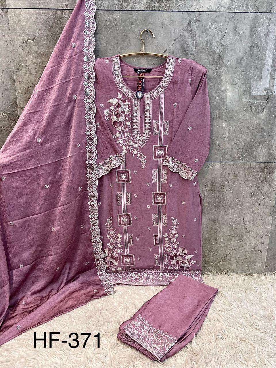 HOOR TEX DESIGN NO - 371 A-D HEAVY CHIFFON CRUSH READYMADE PAKISTANI SUIT 