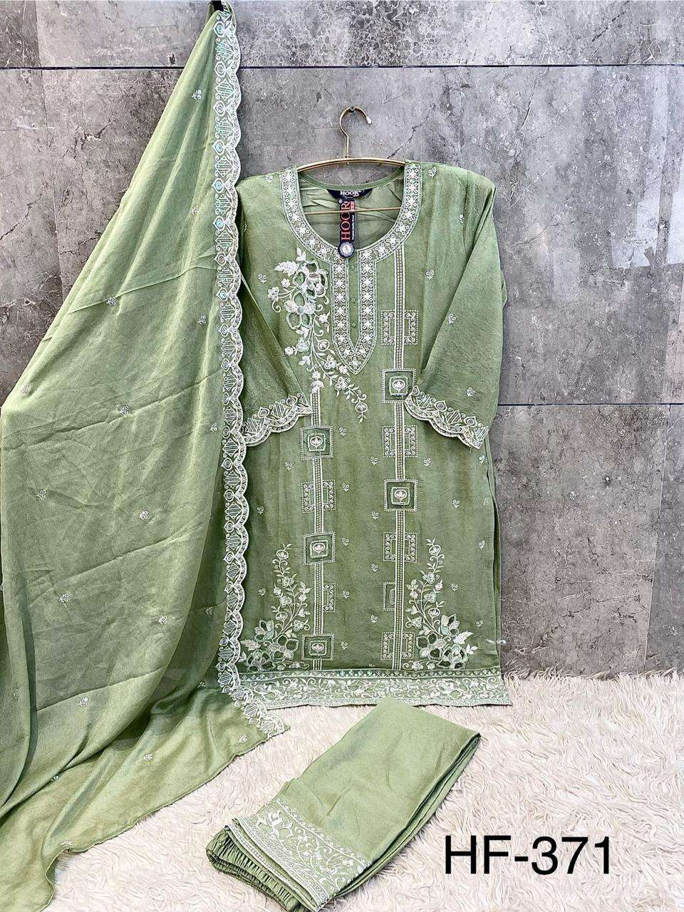 HOOR TEX DESIGN NO - 371 A-D HEAVY CHIFFON CRUSH READYMADE PAKISTANI SUIT 