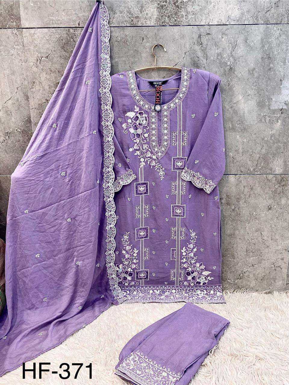 HOOR TEX DESIGN NO - 371 A-D HEAVY CHIFFON CRUSH READYMADE PAKISTANI SUIT 