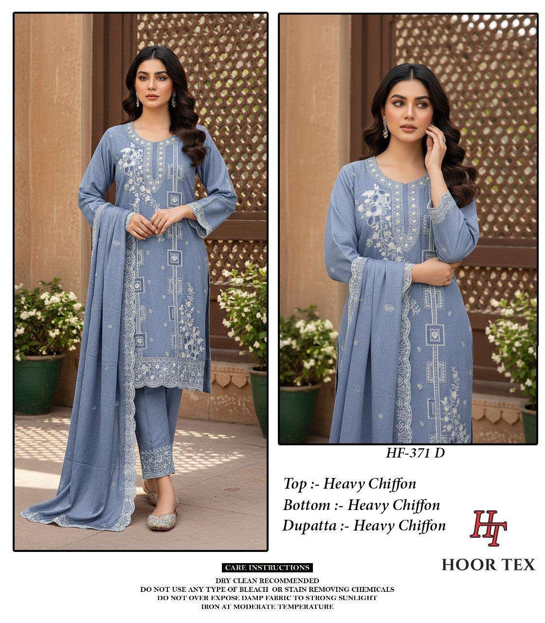 HOOR TEX DESIGN NO - 371 A-D HEAVY CHIFFON CRUSH READYMADE PAKISTANI SUIT 