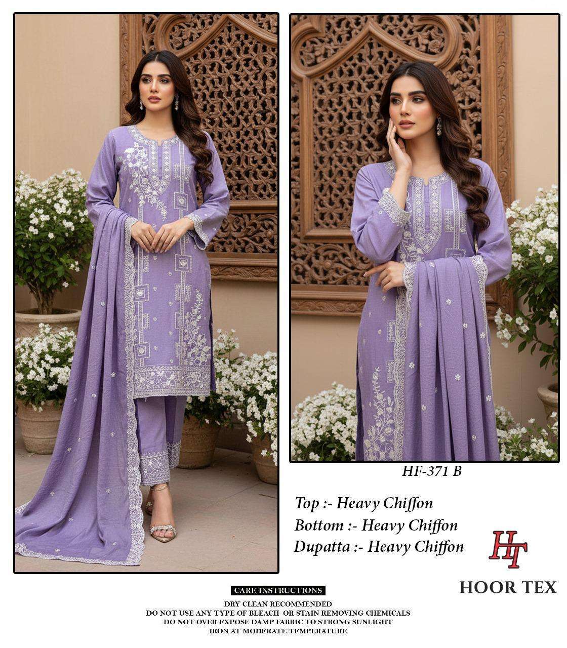 HOOR TEX DESIGN NO - 371 A-D HEAVY CHIFFON CRUSH READYMADE PAKISTANI SUIT 