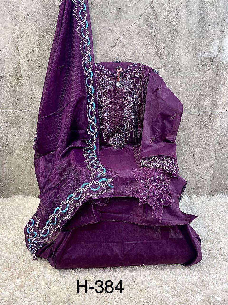 HOOR TEX DESIGN NO - 384 A-D HEAVY COTTON READYMADE PAKISTANI SUIT