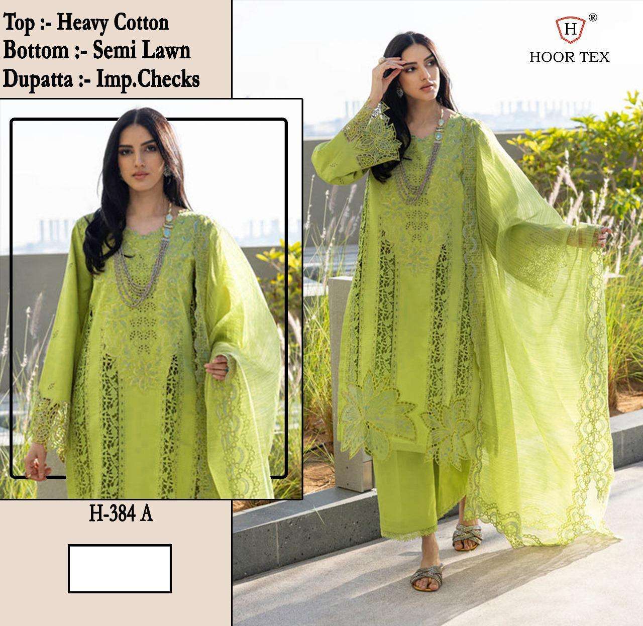 HOOR TEX DESIGN NO - 384 A-D HEAVY COTTON READYMADE PAKISTANI SUIT