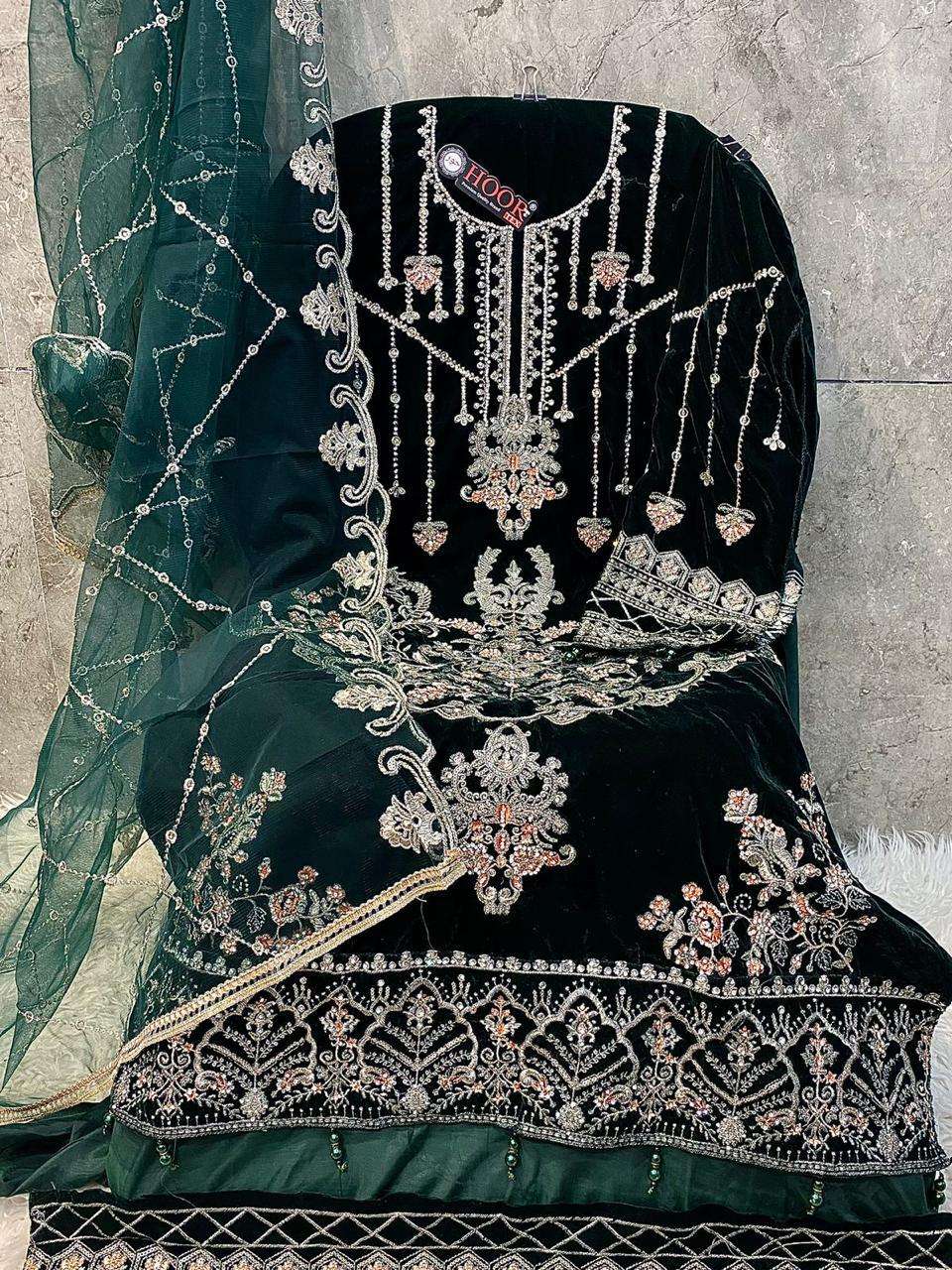 HOOR TEX DESIGN NO - H 354 A-D HEAVY VELVET READYMADE PAKISTANI SUIT
