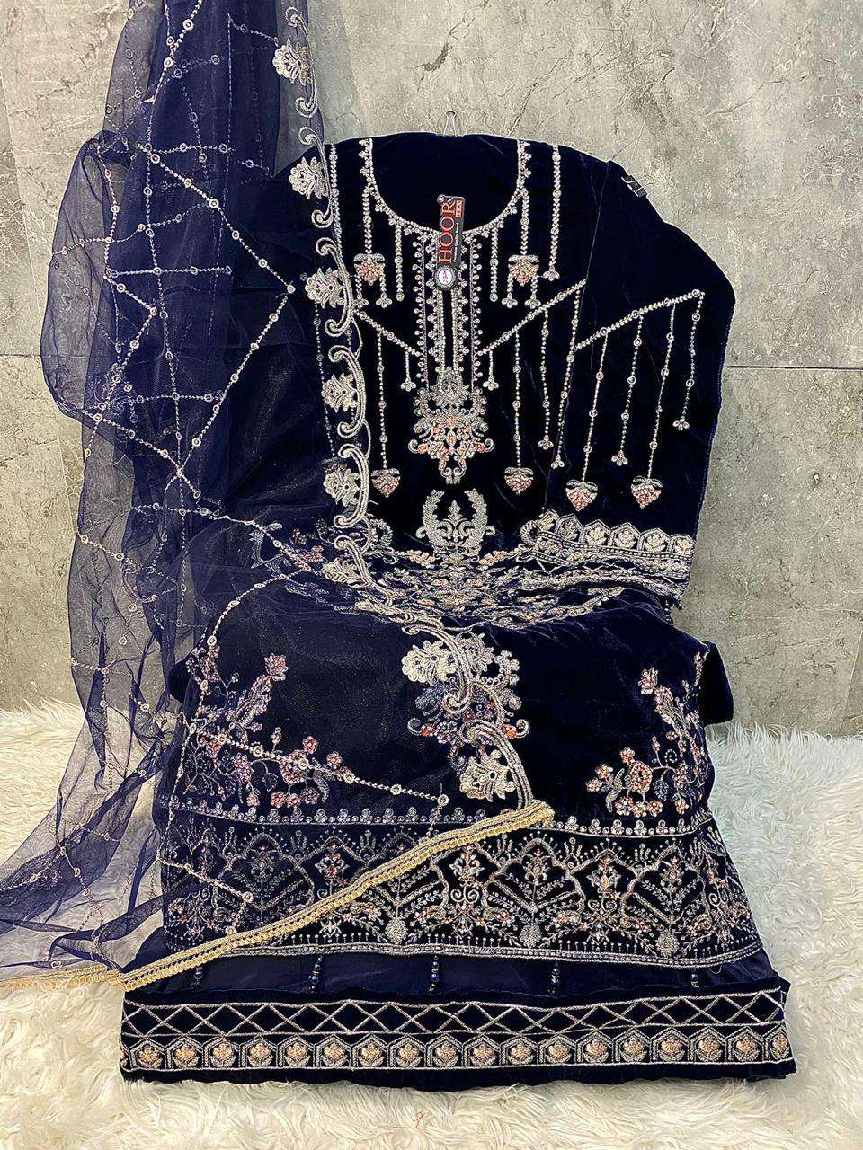 HOOR TEX DESIGN NO - H 354 A-D HEAVY VELVET READYMADE PAKISTANI SUIT