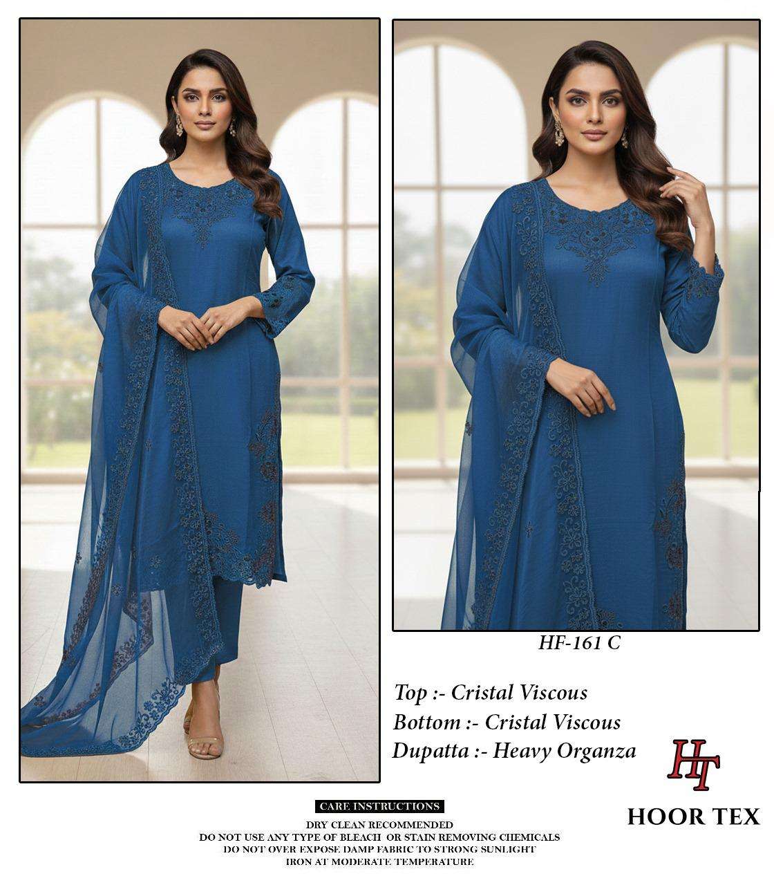 HOOR TEX DESIGN NO - HF 161 A-C CRISTAL VISCOSE READYMADE PAKISTANI SUIT