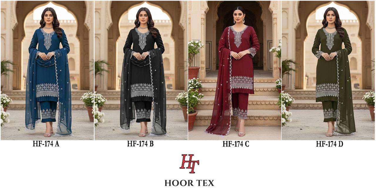 HOOR TEX DESIGN NO - HF 174 A-D HEAVY GEORGETTE READYMADE PAKISTANI SUIT