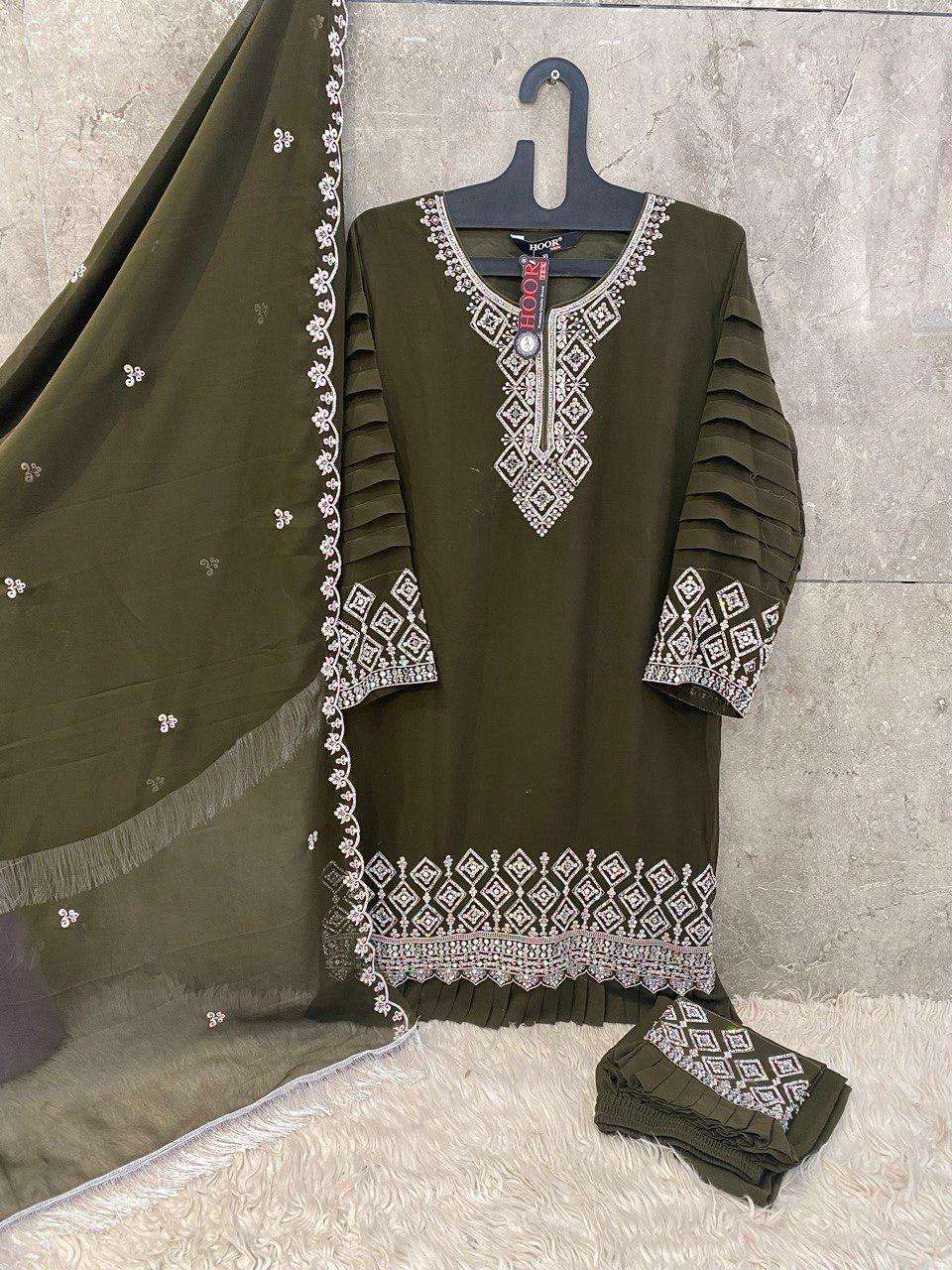 HOOR TEX DESIGN NO - HF 174 A-D HEAVY GEORGETTE READYMADE PAKISTANI SUIT