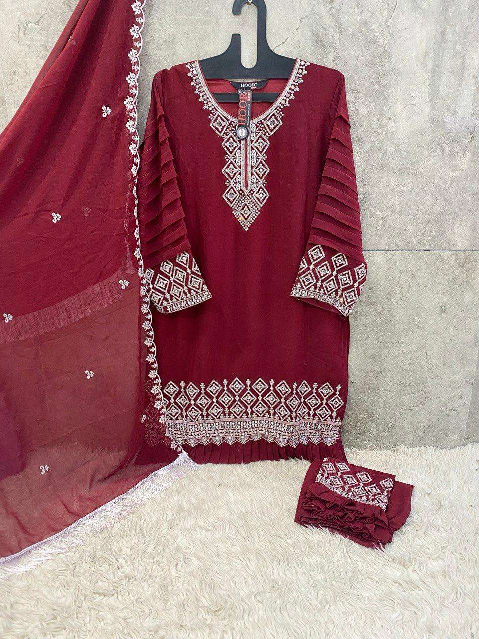 HOOR TEX DESIGN NO - HF 174 A-D HEAVY GEORGETTE READYMADE PAKISTANI SUIT