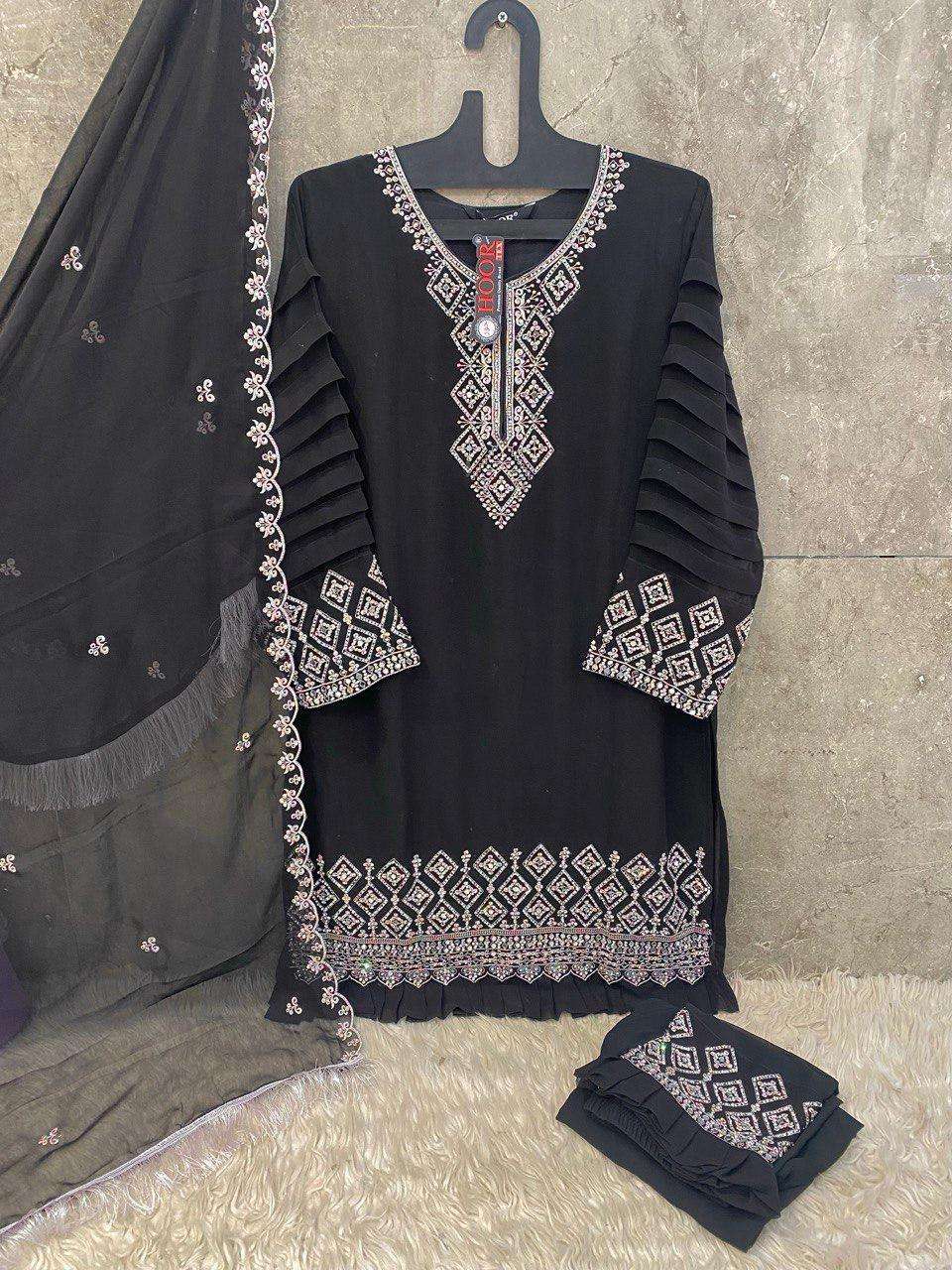 HOOR TEX DESIGN NO - HF 174 A-D HEAVY GEORGETTE READYMADE PAKISTANI SUIT
