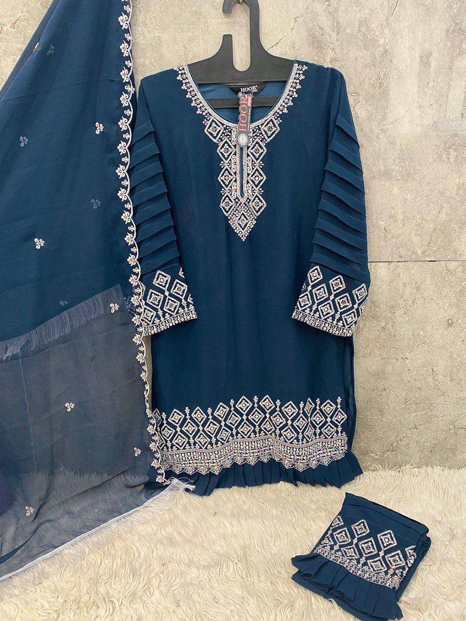 HOOR TEX DESIGN NO - HF 174 A-D HEAVY GEORGETTE READYMADE PAKISTANI SUIT