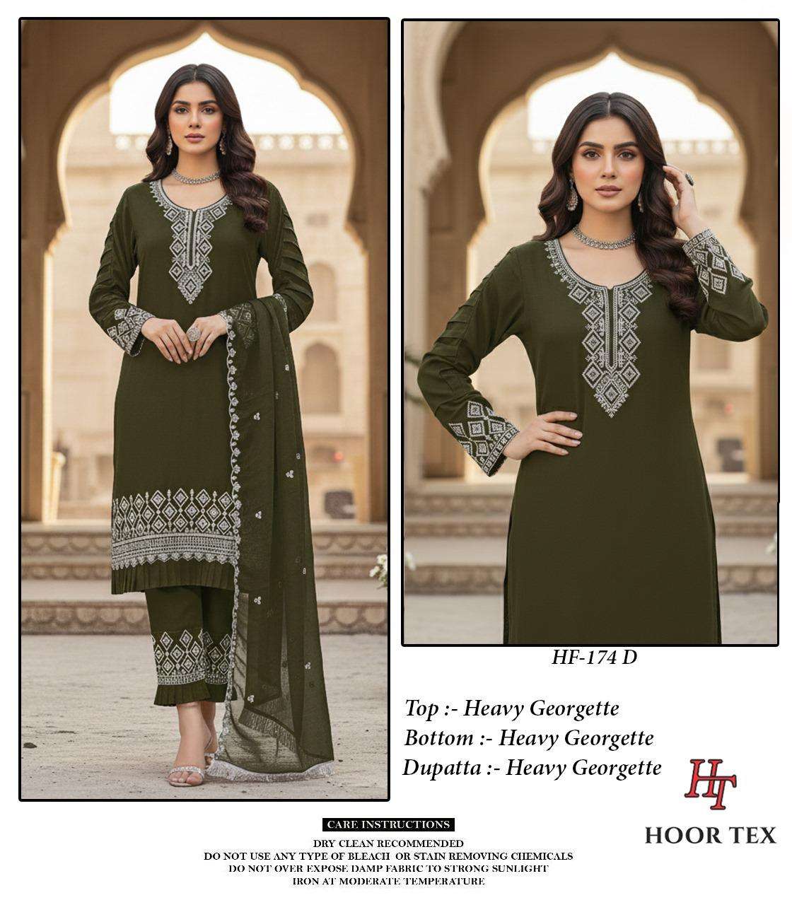 HOOR TEX DESIGN NO - HF 174 A-D HEAVY GEORGETTE READYMADE PAKISTANI SUIT