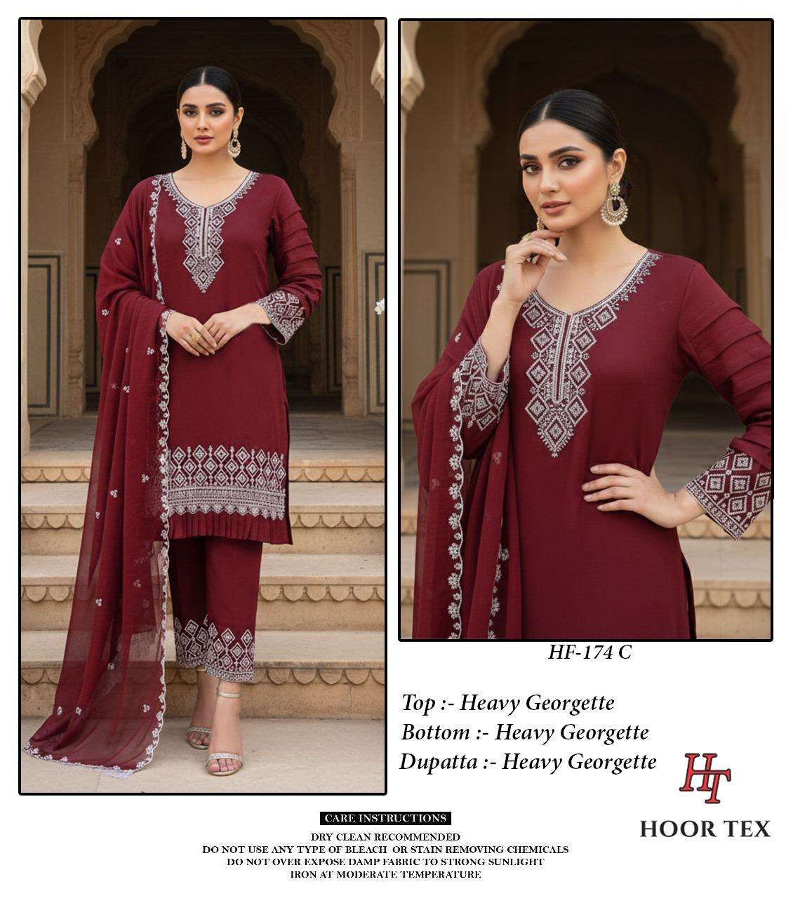HOOR TEX DESIGN NO - HF 174 A-D HEAVY GEORGETTE READYMADE PAKISTANI SUIT