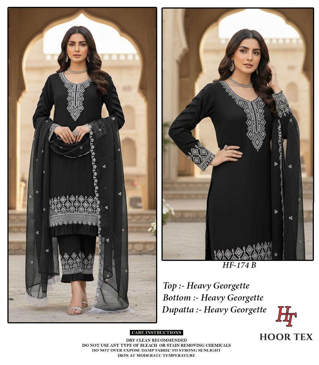 HOOR TEX DESIGN NO - HF 174 A-D HEAVY GEORGETTE READYMADE PAKISTANI SUIT