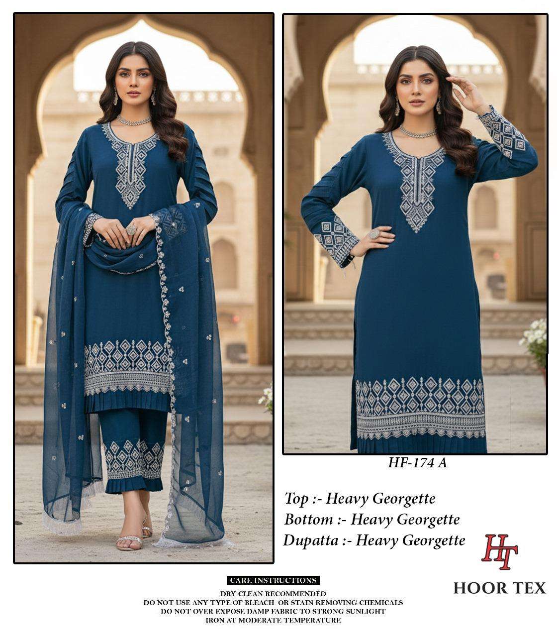 HOOR TEX DESIGN NO - HF 174 A-D HEAVY GEORGETTE READYMADE PAKISTANI SUIT