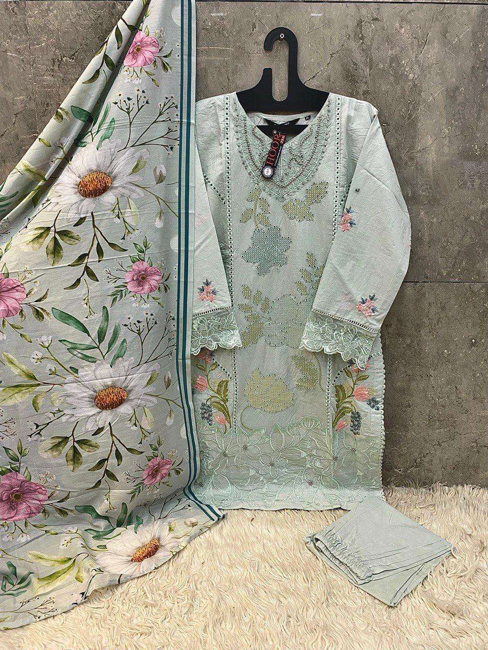 HOOR TEX DESIGN NO - HF 175 A-D IMPORTED COTTON READYMADE PAKISTANI SUIT