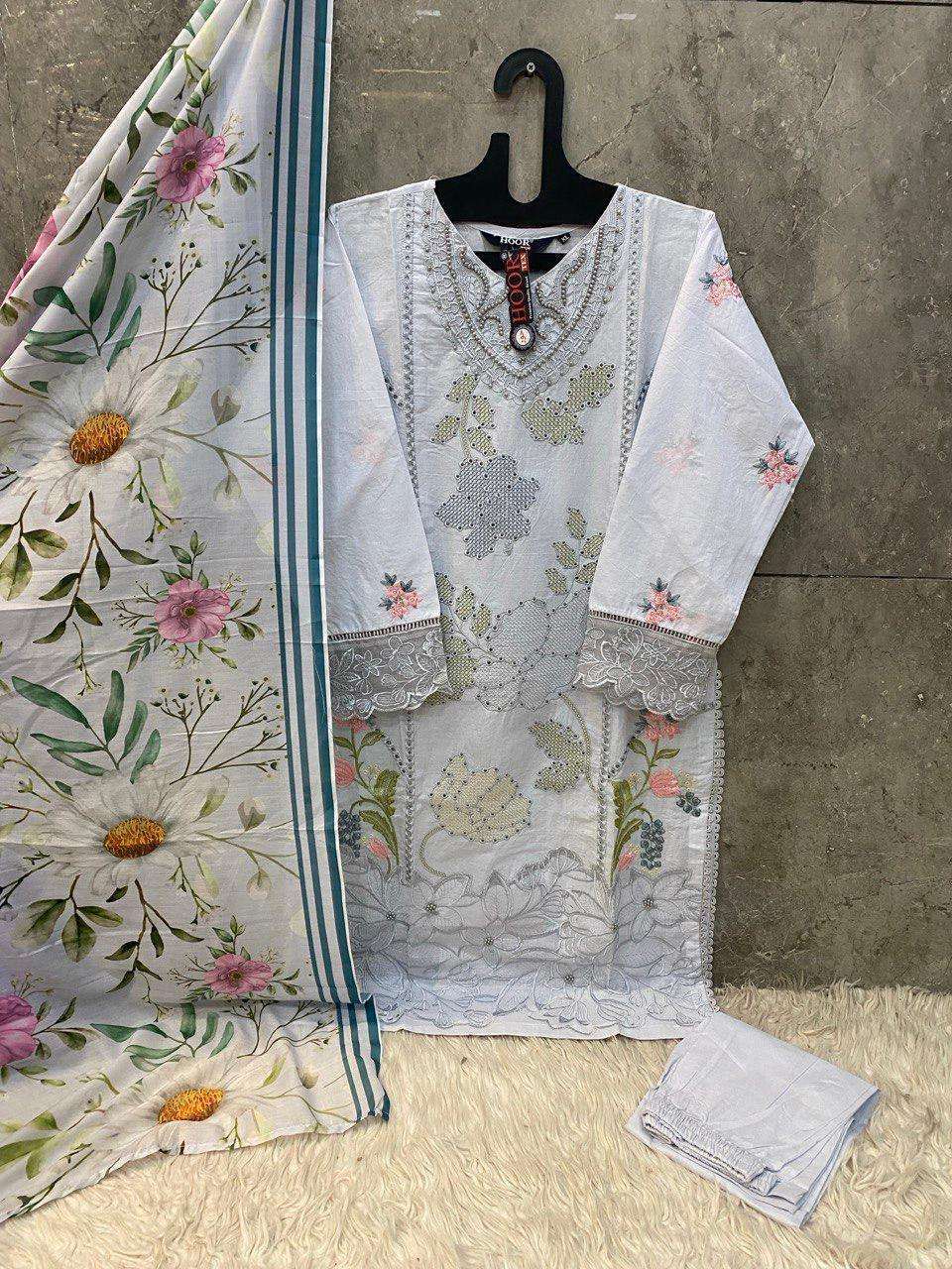 HOOR TEX DESIGN NO - HF 175 A-D IMPORTED COTTON READYMADE PAKISTANI SUIT