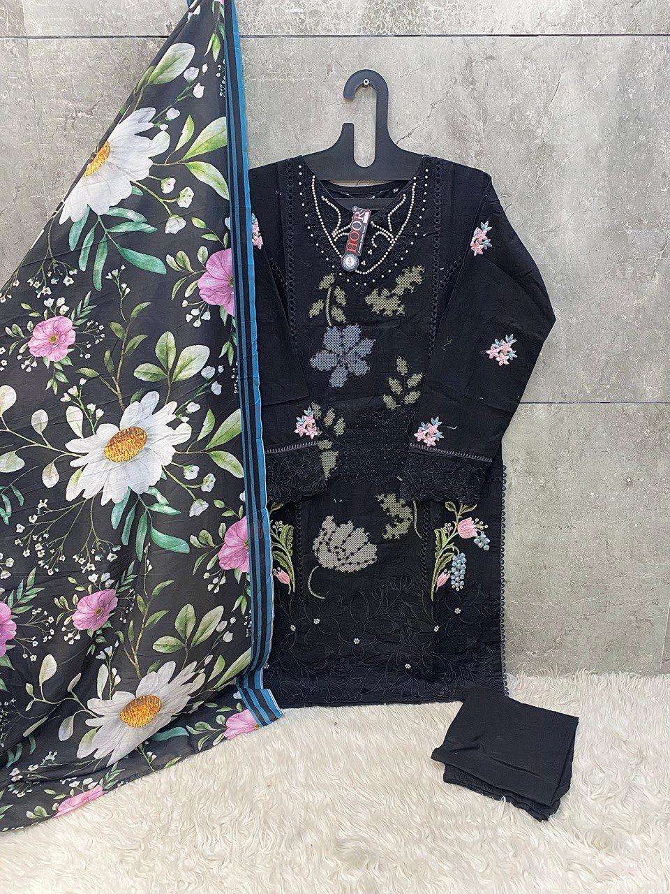 HOOR TEX DESIGN NO - HF 175 A-D IMPORTED COTTON READYMADE PAKISTANI SUIT
