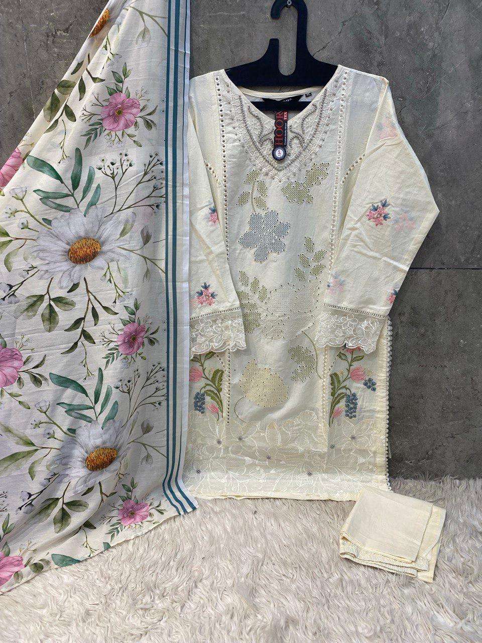 HOOR TEX DESIGN NO - HF 175 A-D IMPORTED COTTON READYMADE PAKISTANI SUIT