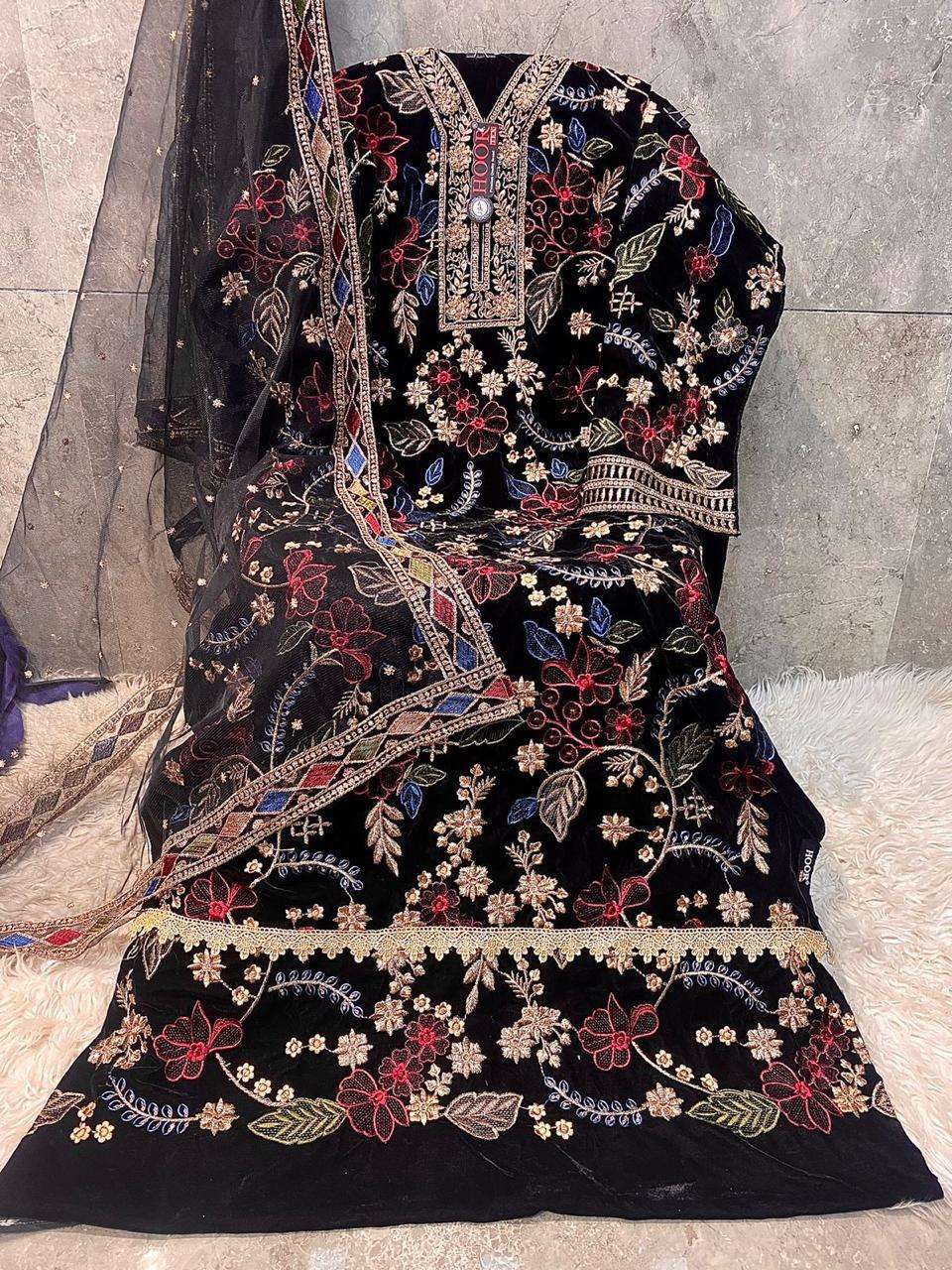 HOOR TEX DESIGN NO - HF 343 A-D HEAVY VELVET READYMADE PAKISTANI SUIT