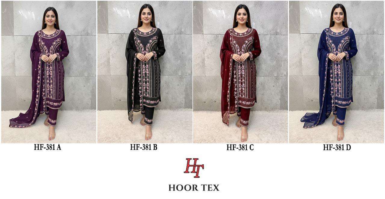 HOOR TEX DESIGN NO - HF 381 A-D HEAVY GEORGETTE READYMADE PAKISTANI SUIT