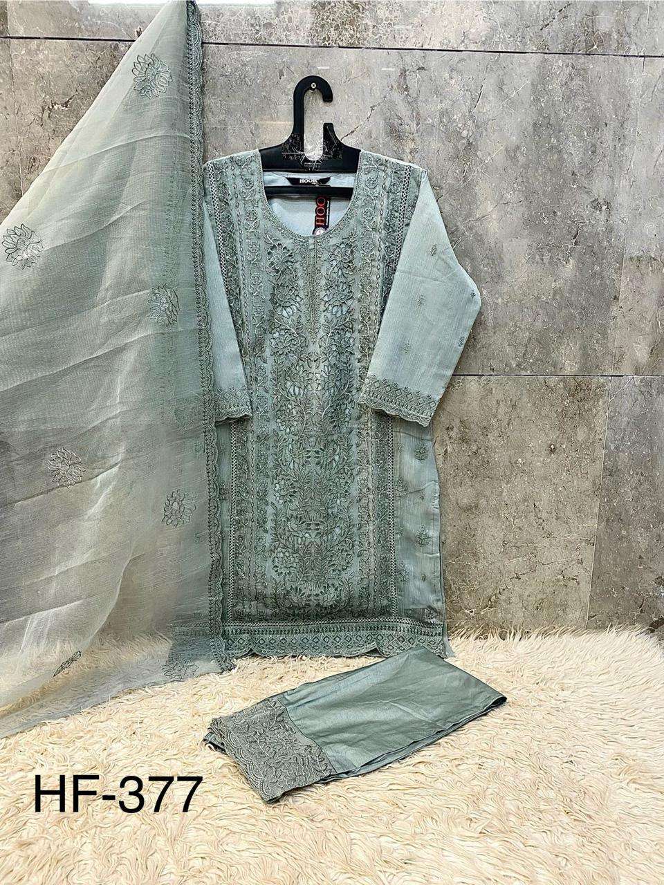 HOOR TEX HF 377 FANCY DESIGNER WORK READY MADE PAKISTANI SUIT
