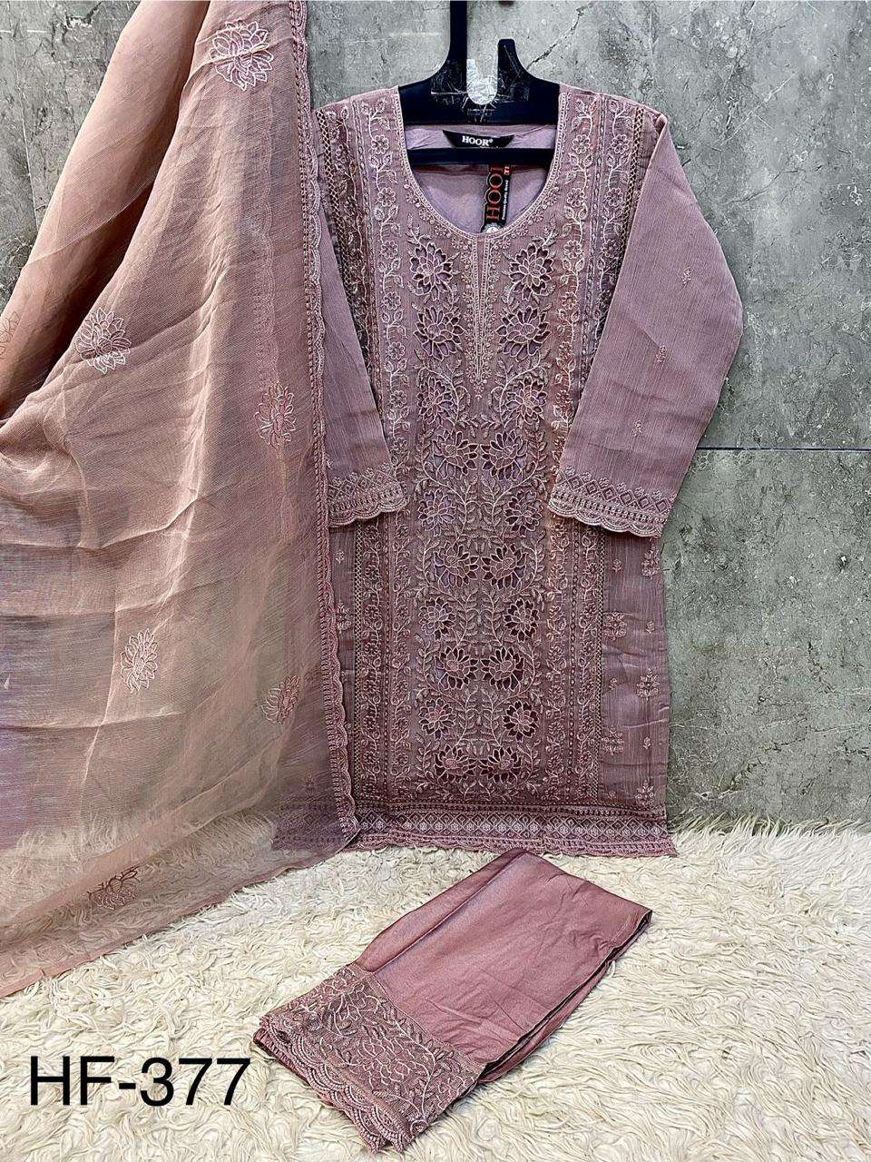 HOOR TEX HF 377 FANCY DESIGNER WORK READY MADE PAKISTANI SUIT