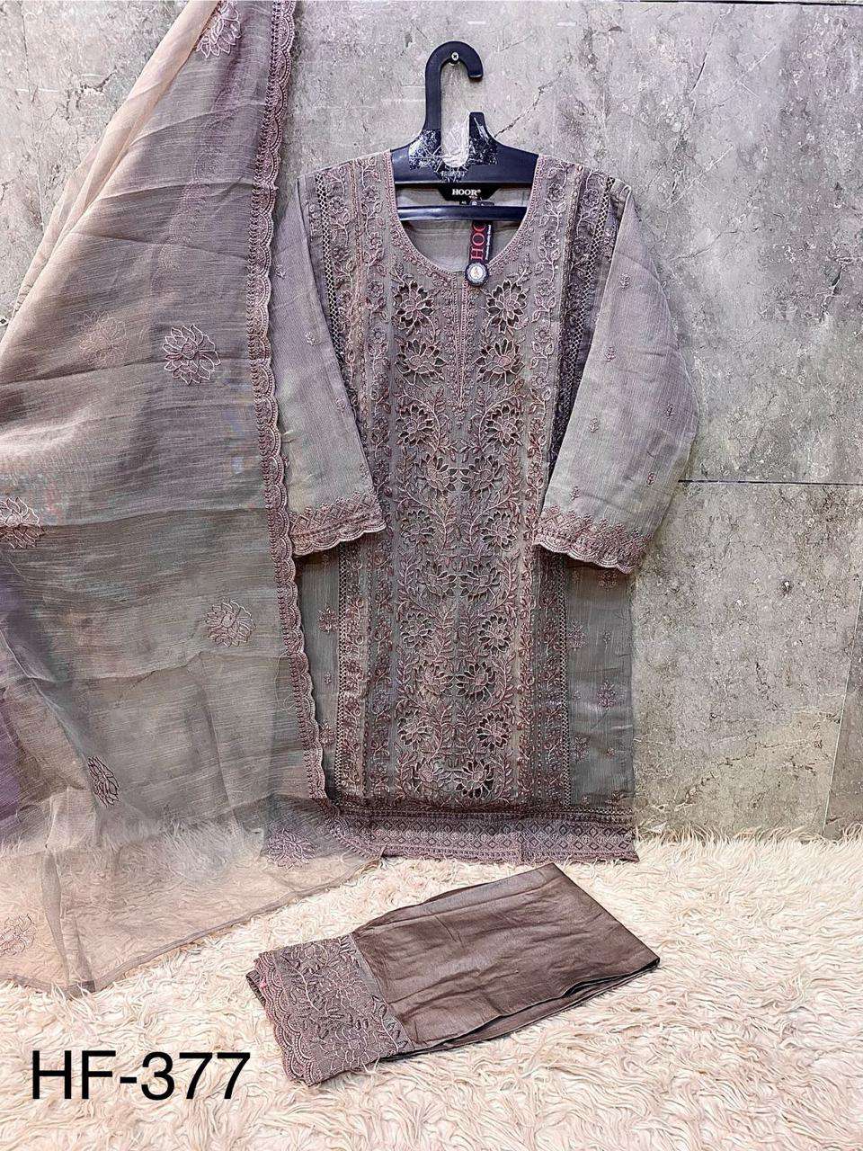 HOOR TEX HF 377 FANCY DESIGNER WORK READY MADE PAKISTANI SUIT