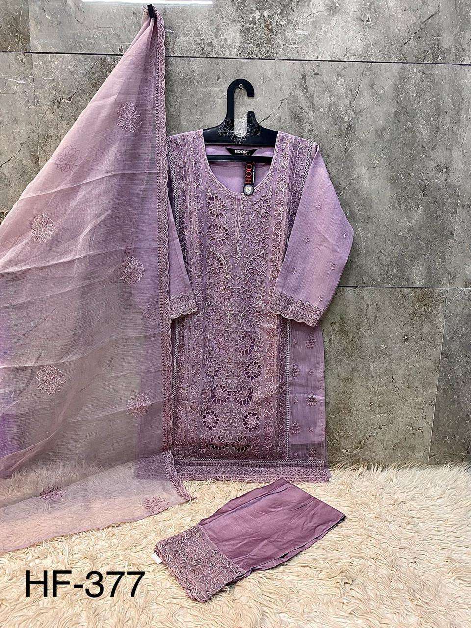 HOOR TEX HF 377 FANCY DESIGNER WORK READY MADE PAKISTANI SUIT