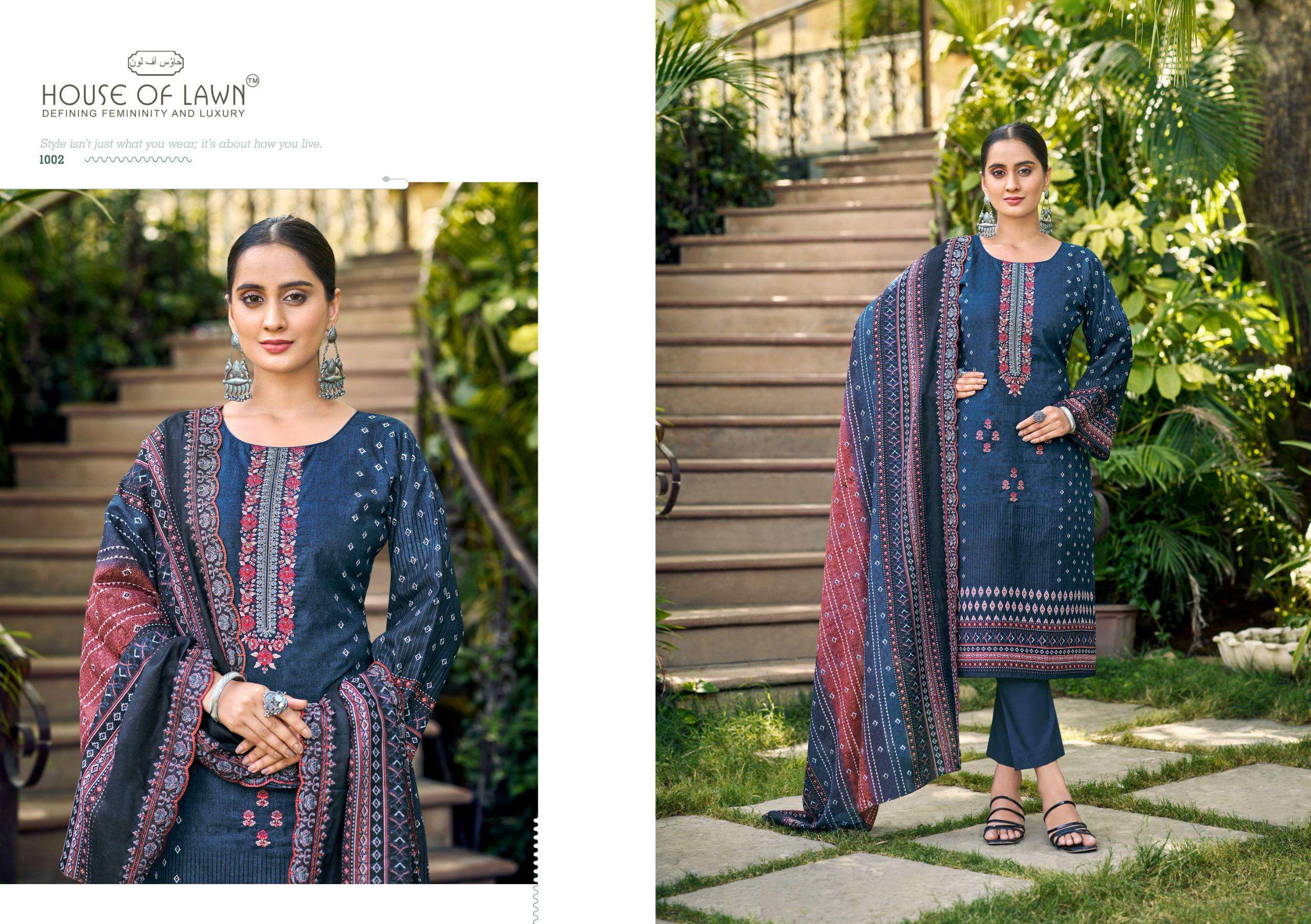 HOUSE OF LAWN URBANE COTTON DIGITAL PRINTS WITH EMBROIDERY WORK SUIT