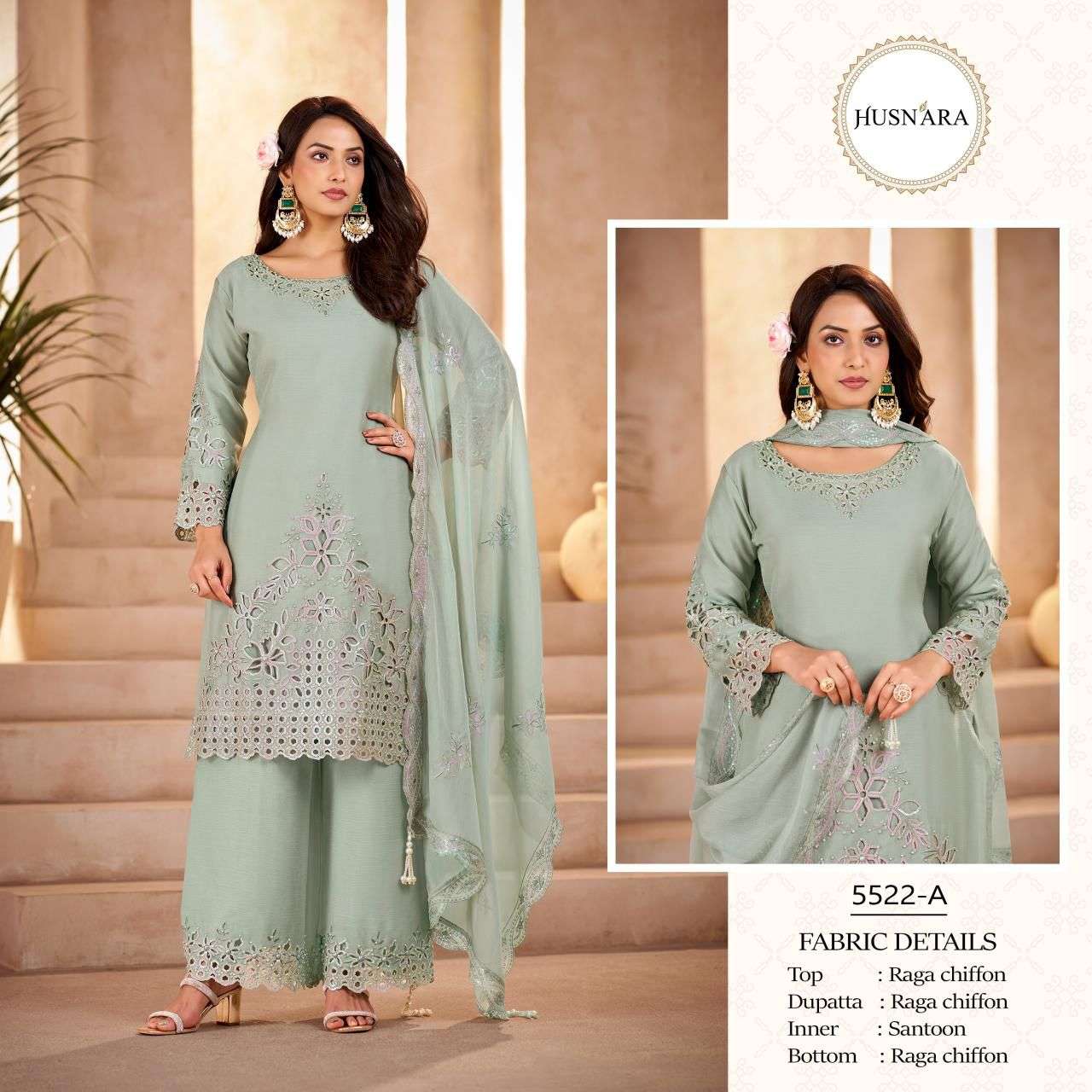 HUSNARA D NO 5522 HEAVY EMBROIDERY DESIGNER READY MADE PAKISTANI SUIT