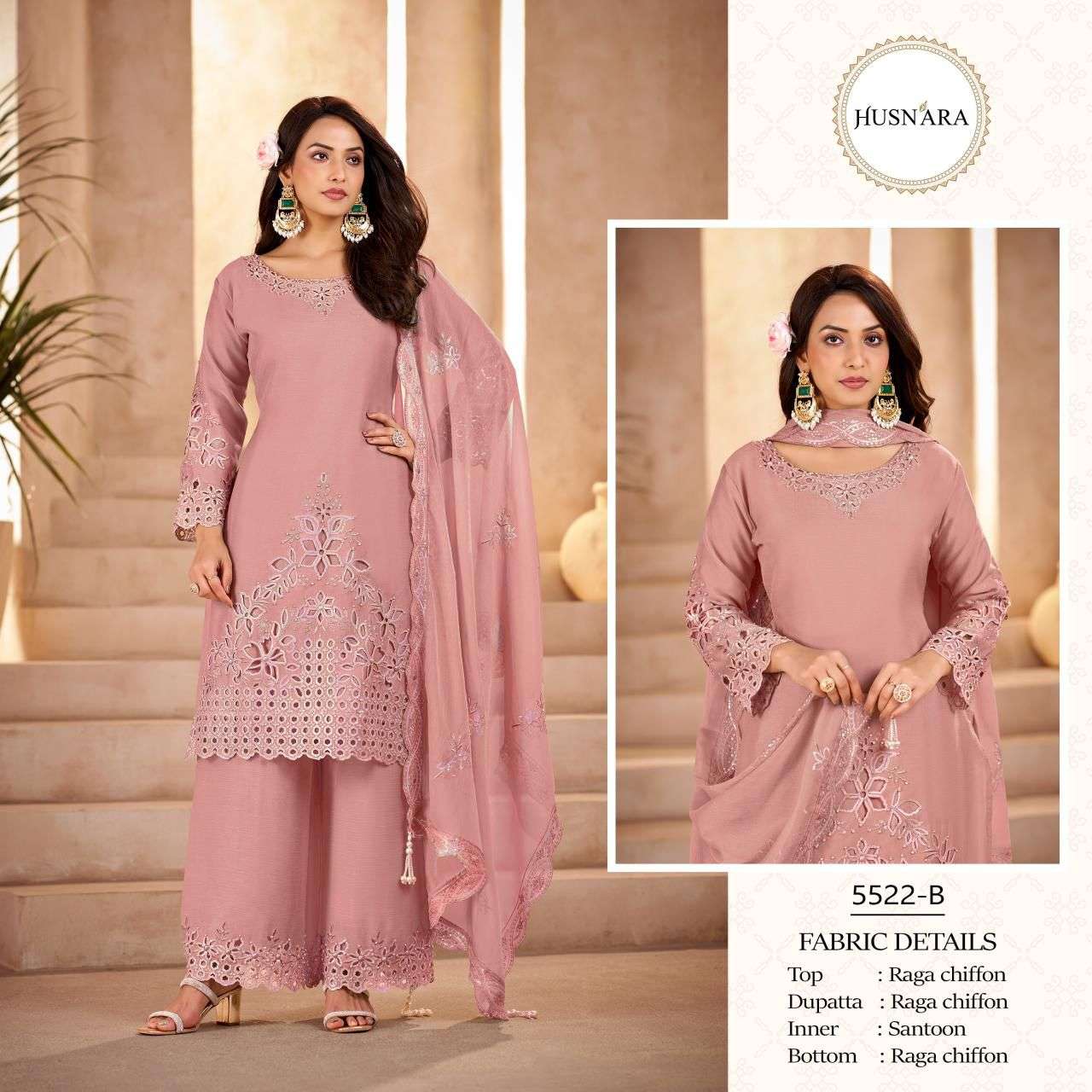 HUSNARA D NO 5522 HEAVY EMBROIDERY DESIGNER READY MADE PAKISTANI SUIT