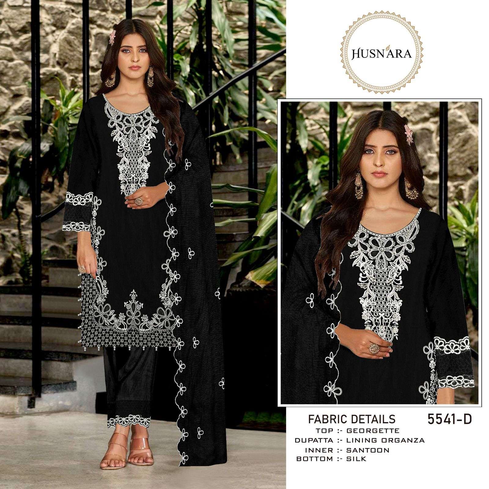 HUSNARA D NO 5541 GEORGETTE WITH EMBROIDERY DESIGNER PAKISTANI SUIT