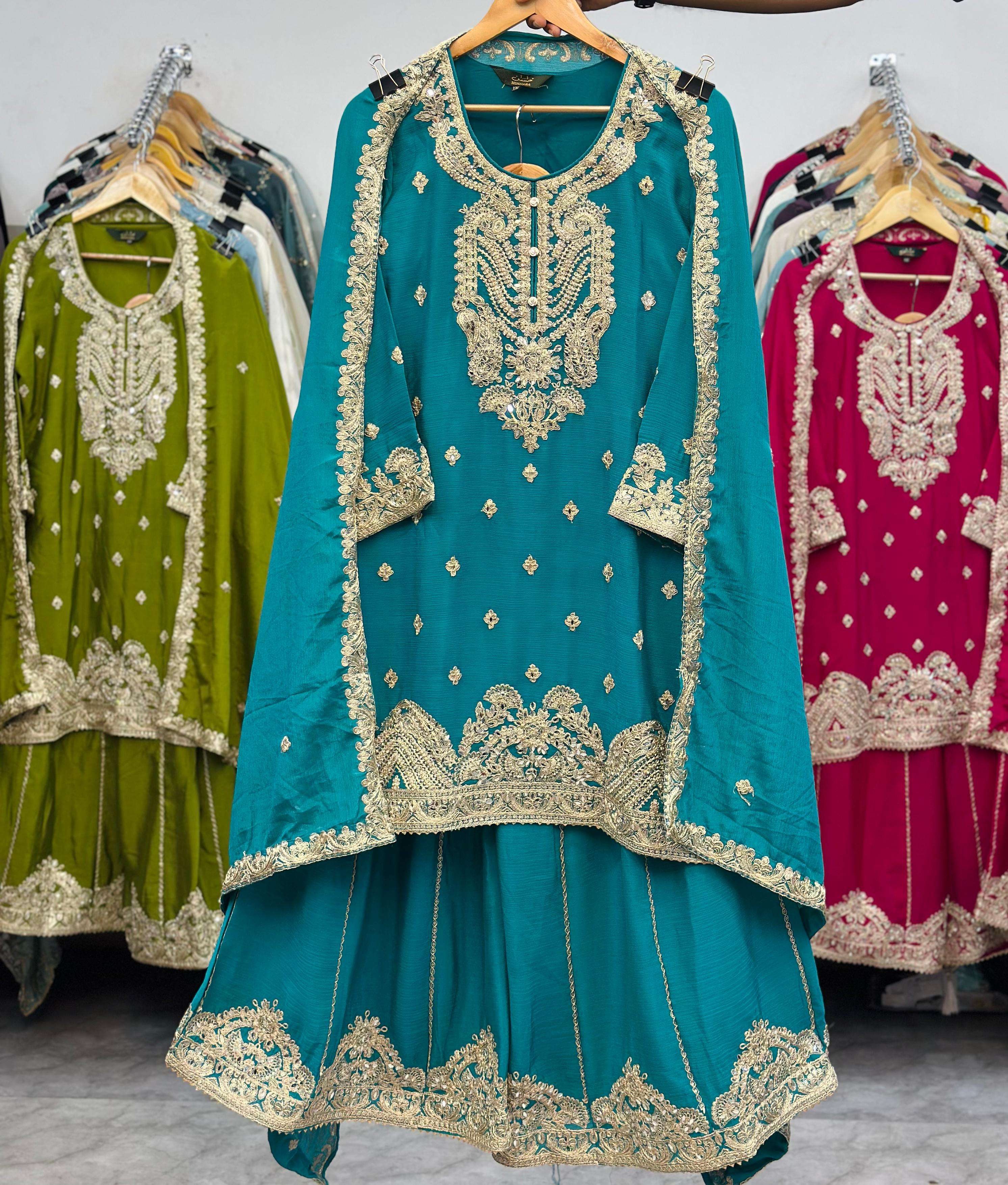 HUSNARA D NO 5635 HEAVY EMBROIDERED DESIGNER WEDDING WEAR SUIT