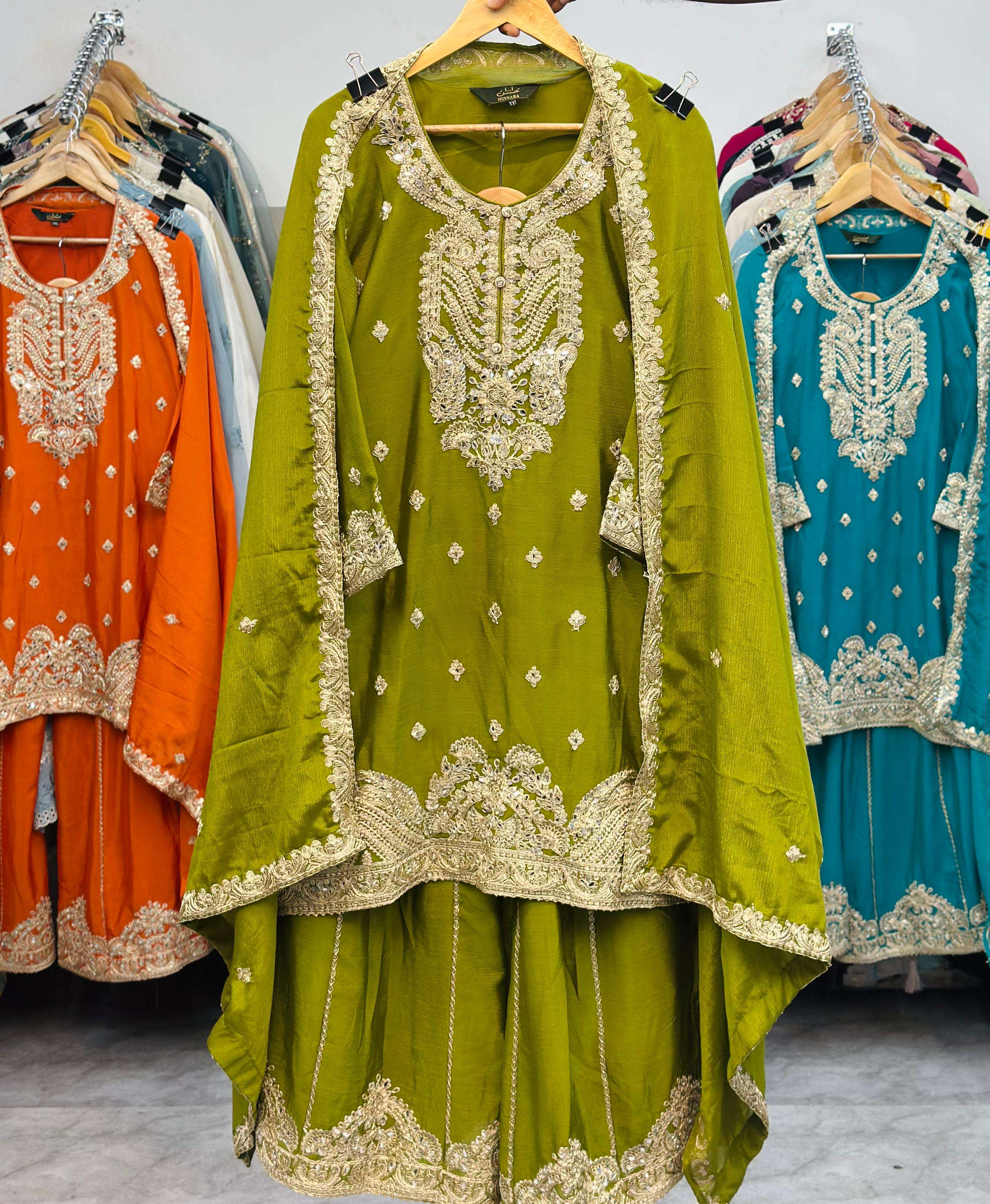HUSNARA D NO 5635 HEAVY EMBROIDERED DESIGNER WEDDING WEAR SUIT